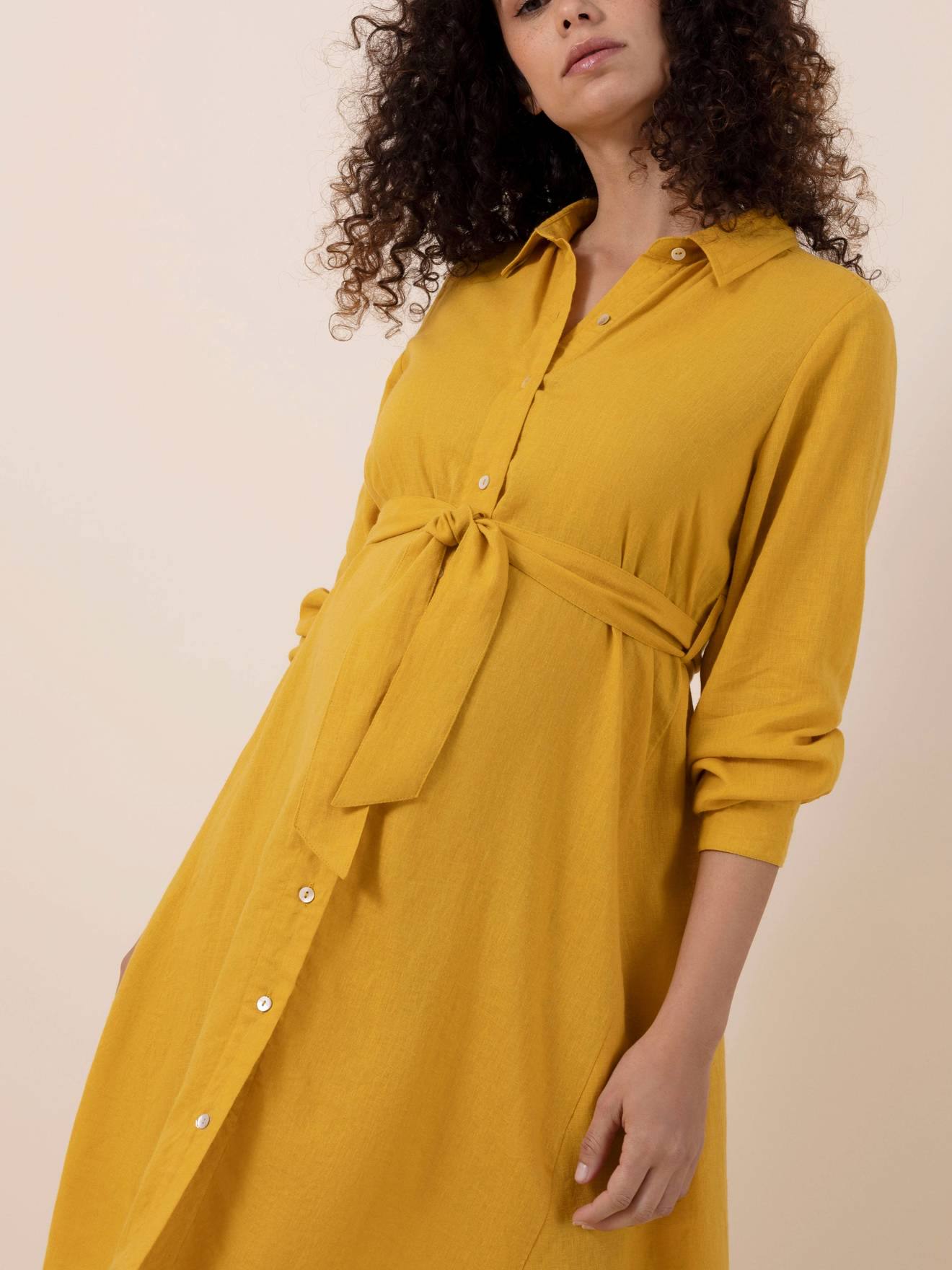 Envie de Fraise Hemdblusenkleid für Schwangerschaft & Stillzeit AINA ENVIE DE FRAISE - ocker