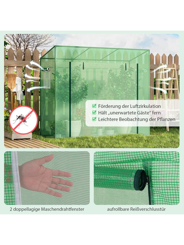 COSTWAY Gewächshaus 200x77x169cm in Grün günstig kaufen onesize