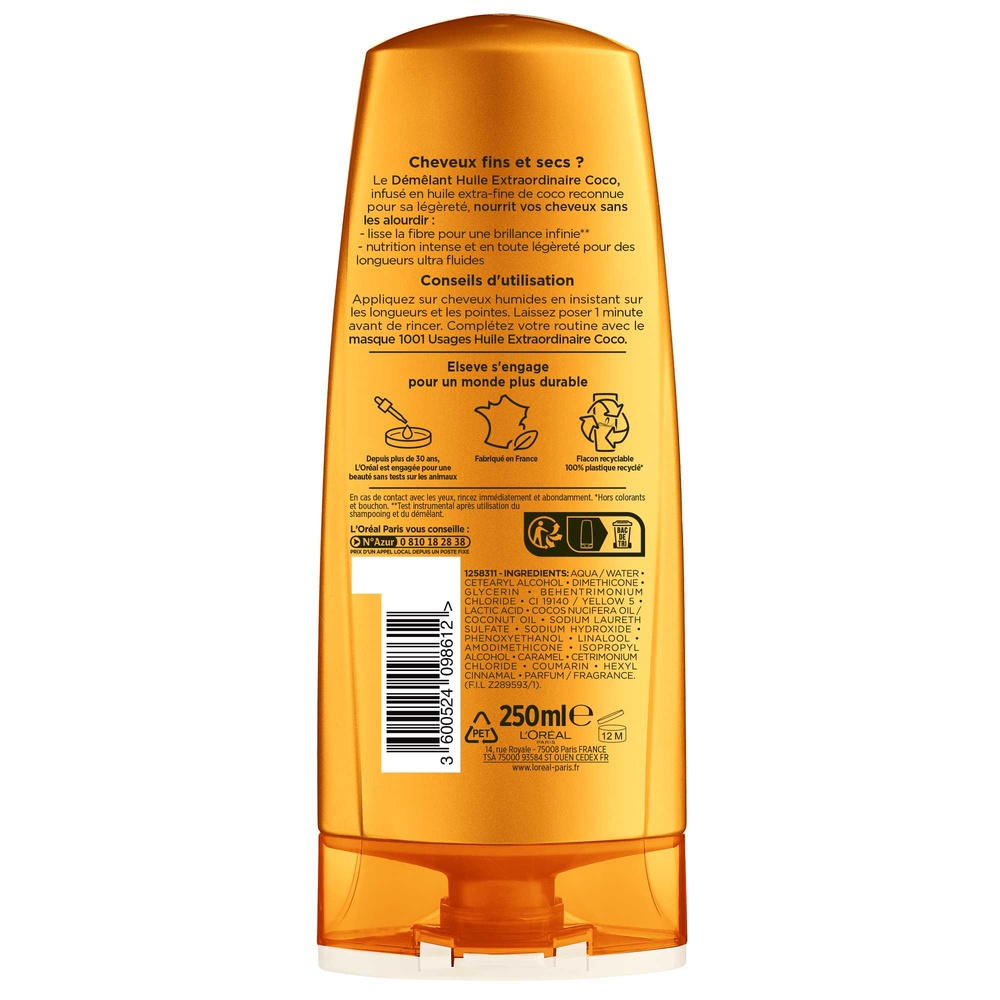 L'Oréal Paris Elseve Huile Extraordinaire Coco Démêlant 200ml Après-shampoing démêlant