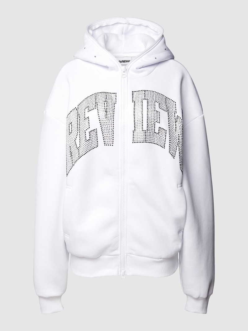 Sweatjacke mit Label-Detail in weiß