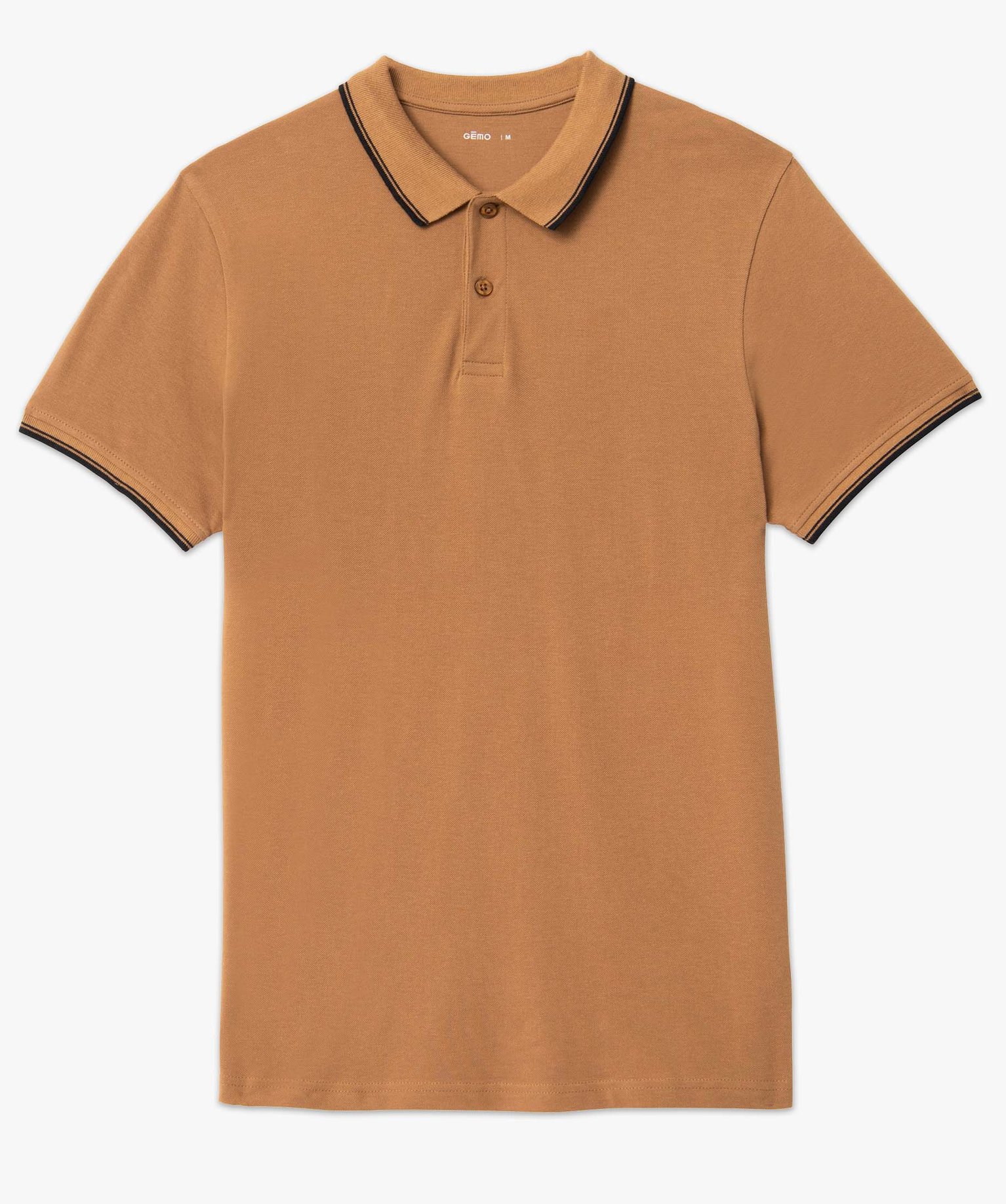 Polo homme à manches courtes et finitions contrastantes marron | GEMO