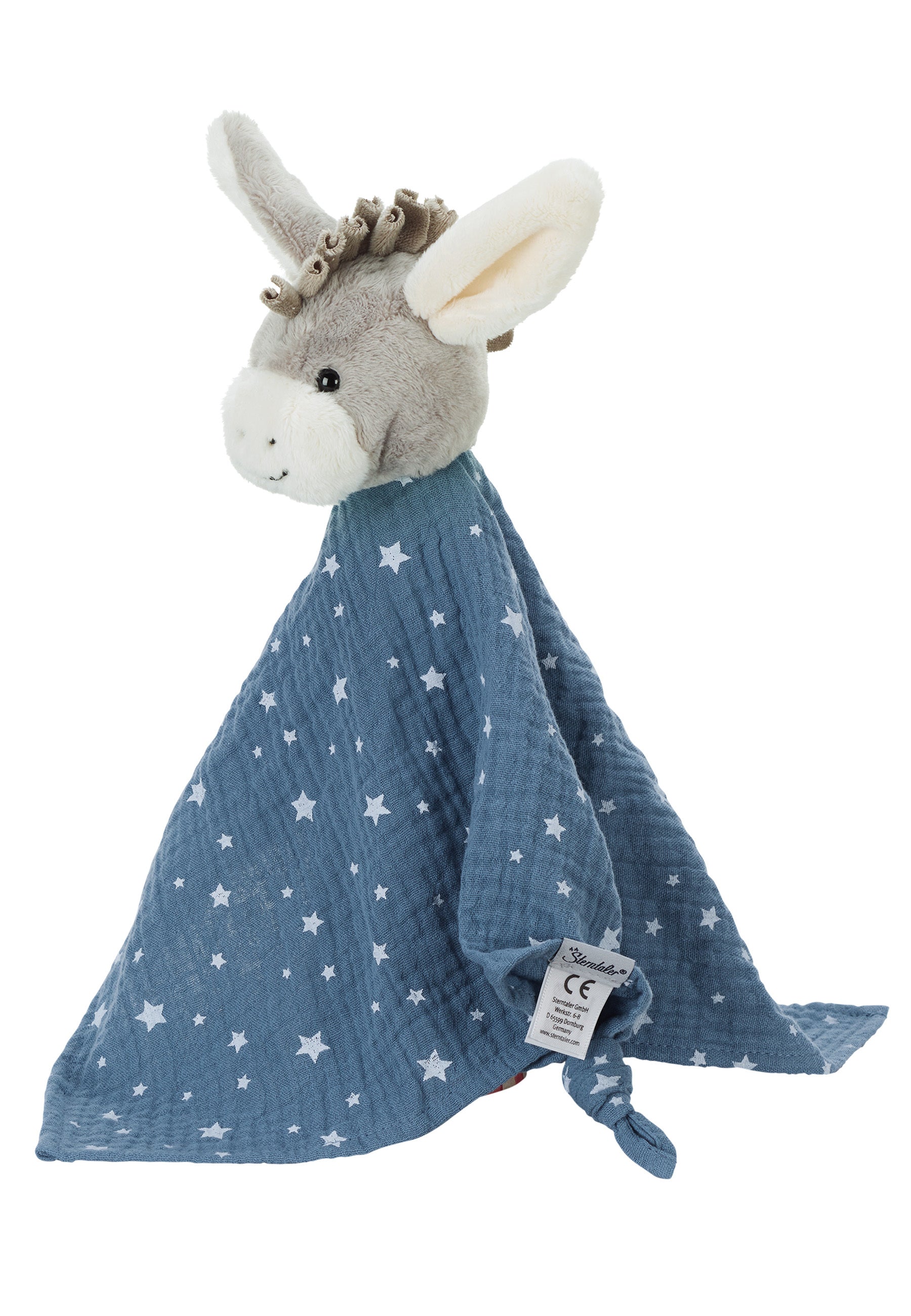 Schmusetuch Esel Emmi in Mittelblau, 36 cm
