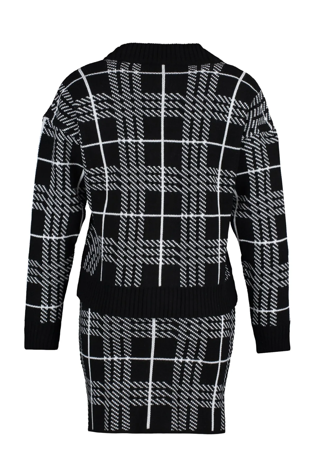 Trendyol Collection  Schwarzes Jacquard-Strickoberteil- und -unterteil-Set TWOAW23AU00047