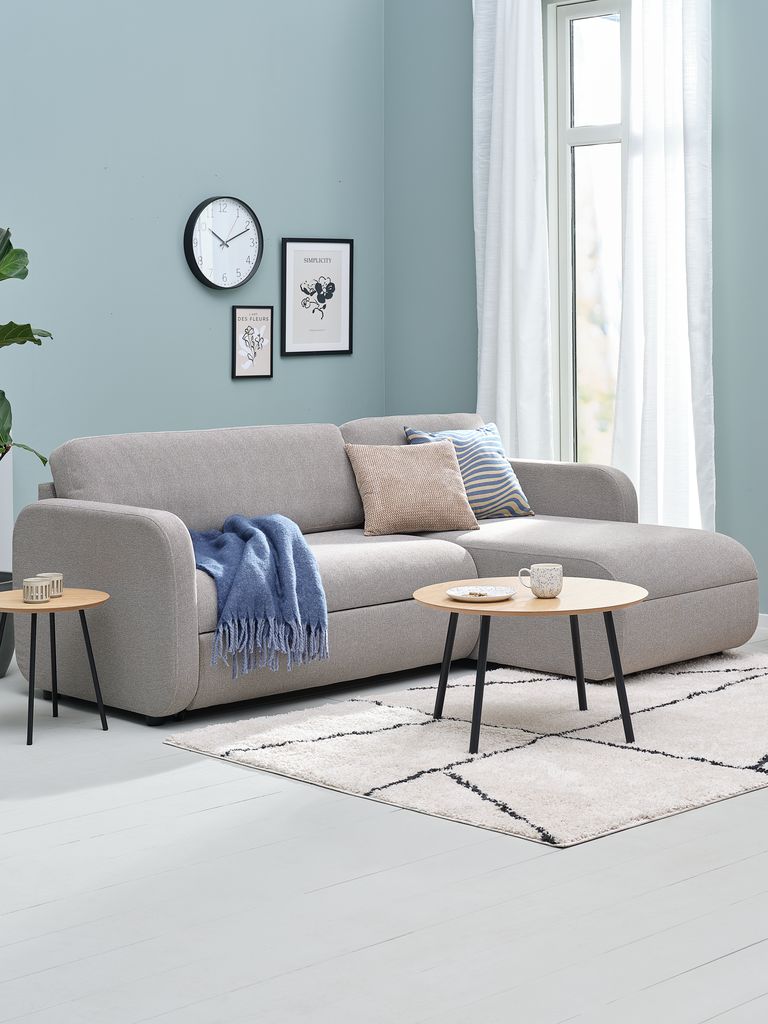 MOMMARK Sofa rozkładana z szezlongiem MOMMARK beżowa tkanina