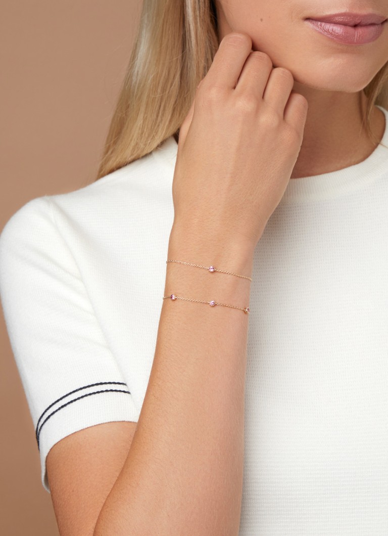 Diamond Point  Geelgouden armband, 0.36 ct roze toermalijn, Joy