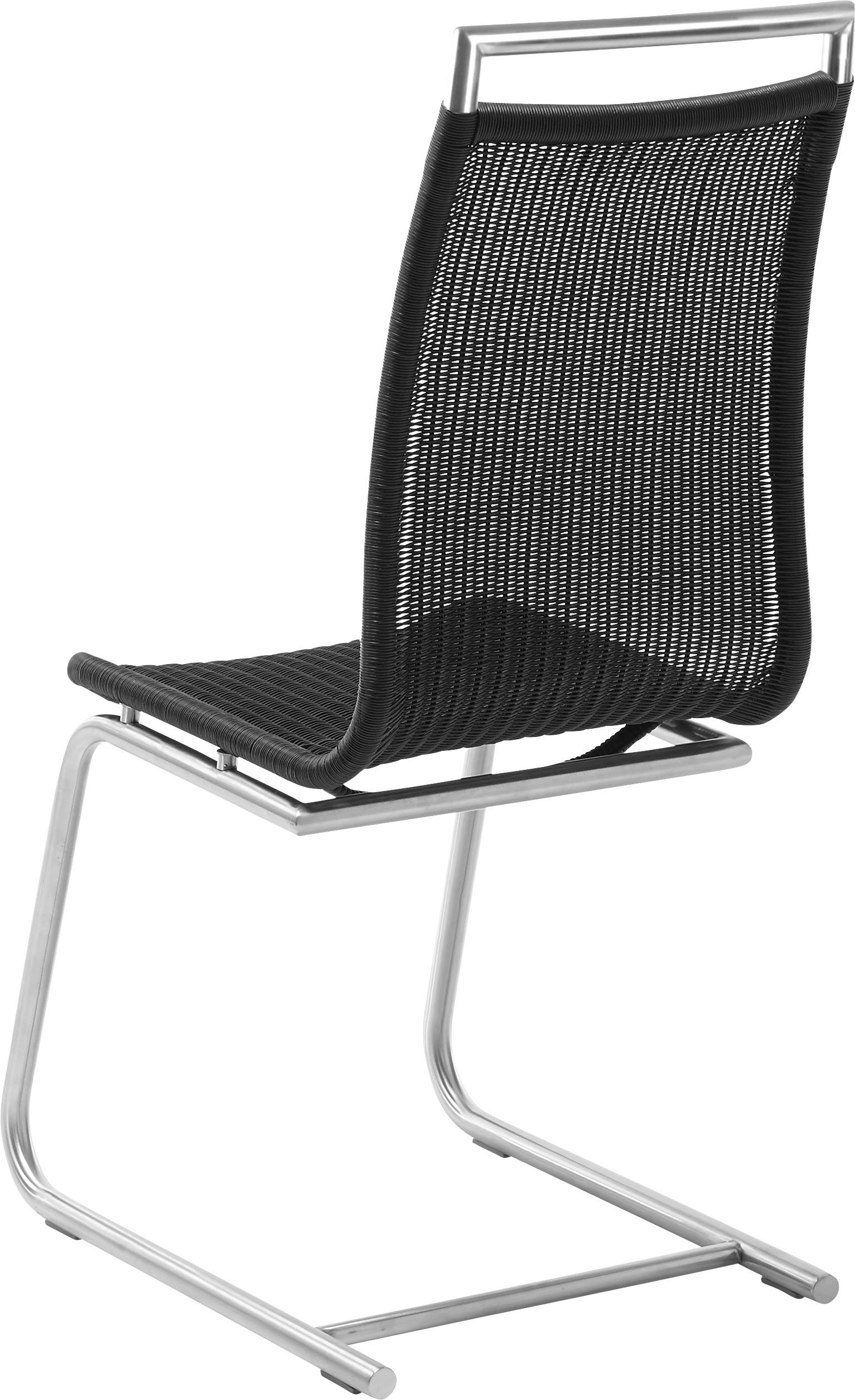 WK WOHNEN Freischwinger WK 7400, Rundrohrgestell in Edelstahloptik, reißfestes Rattan-Geflecht