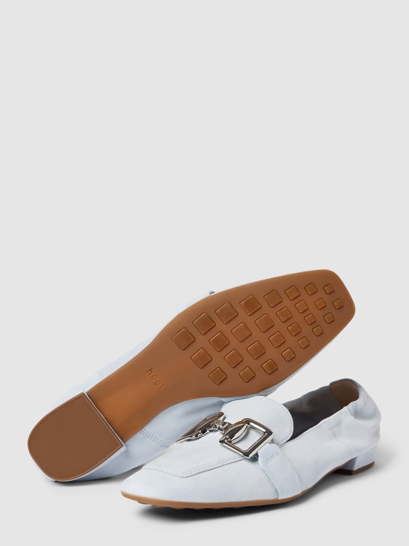 Penny-Loafer mit Zierbesatz in hellblau