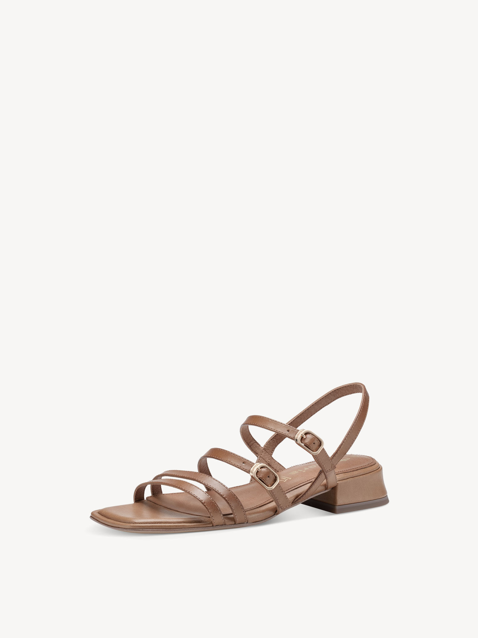 Sandale à talon en cuir - marron