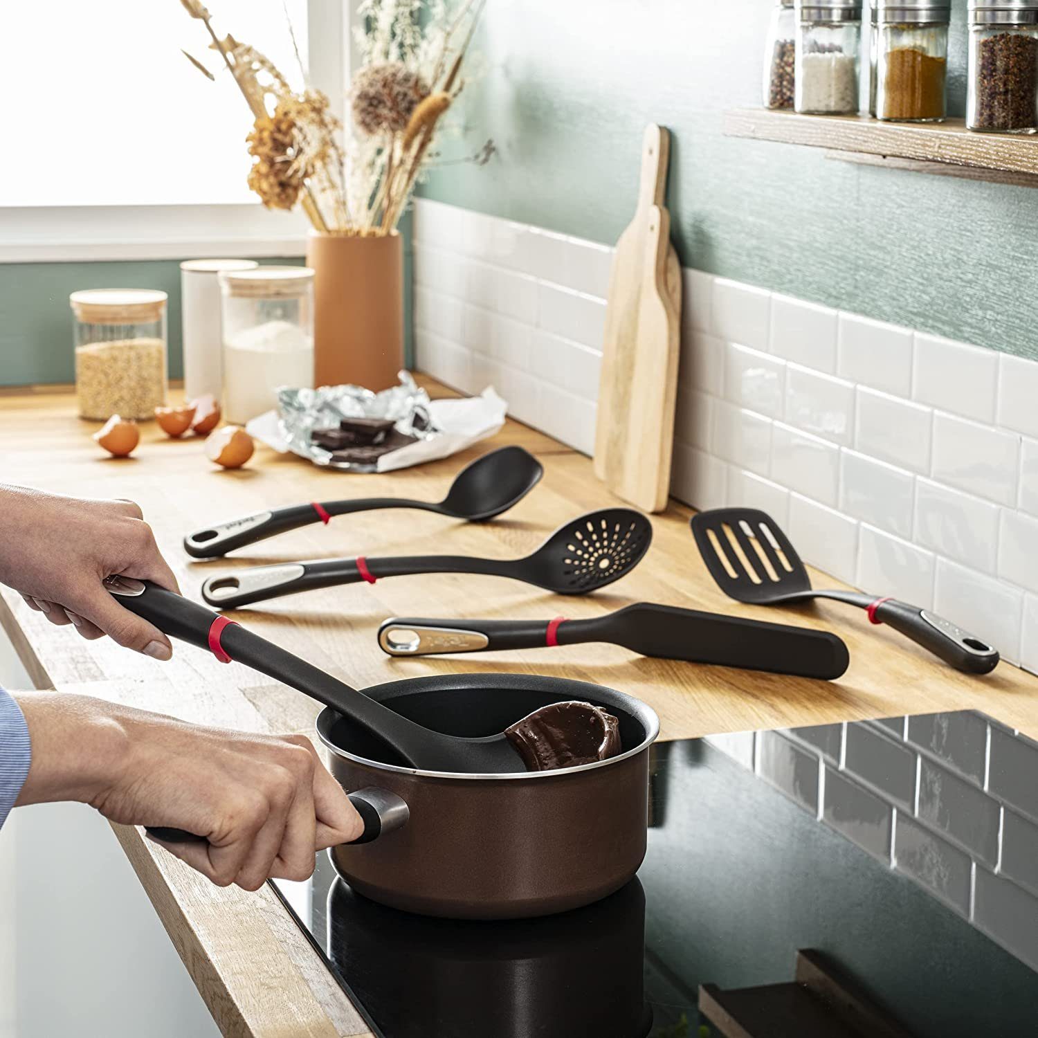 Tefal Pfannenwender Ingenio Bratwender 40 cm, ideal zum Wenden/Servieren K20608, Hitzebeständigkeit: bis zu 230°C, schwarz, 39.8 x 9.2 x 4.7 cm