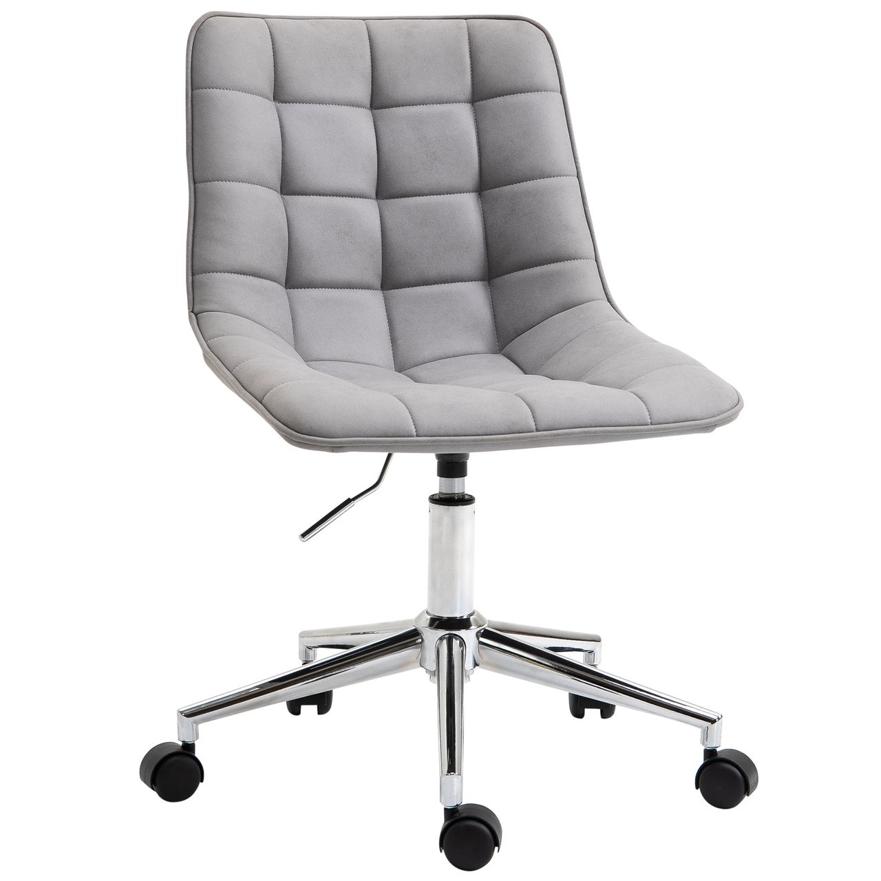 HOMCOM Bürostuhl Drehstuhl Schreibtischstuhl höhenverstellbar 360° drehbar Mikrofaser Schaumstoff Hellgrau 60x 60x90 cm