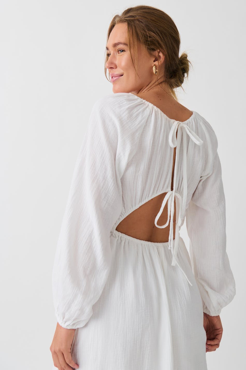 Open back maxi gauze dress