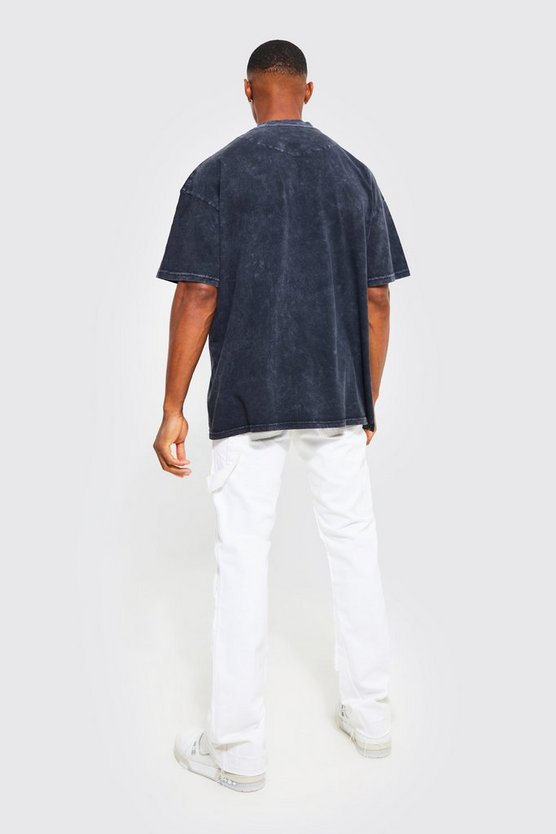 Oversize T-Shirt mit Acid-Waschung und Print