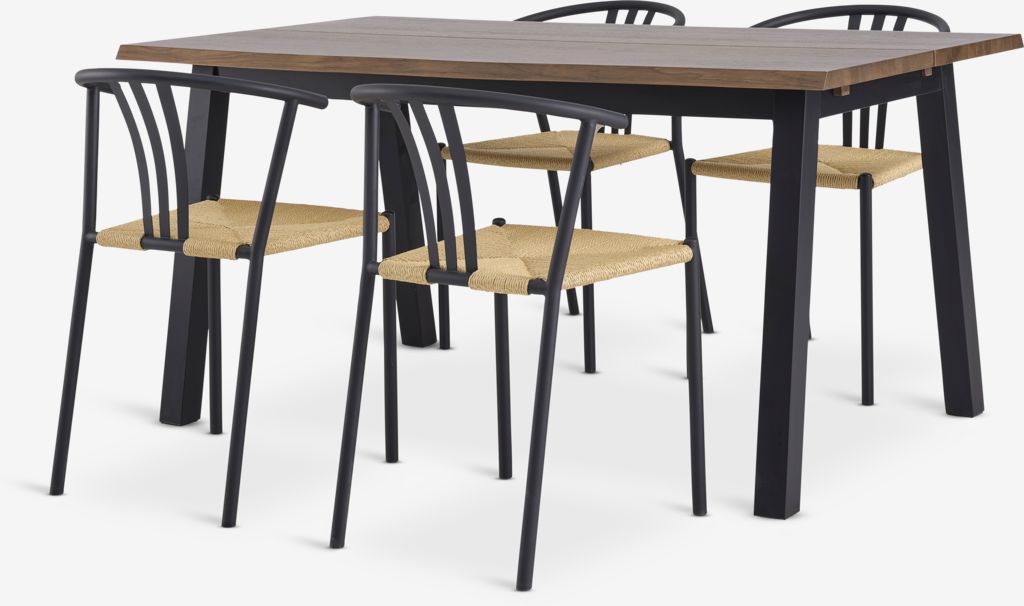 SKOVLUNDE JYDERUP SKOVLUNDE L160 mørk eikebord 4 JYDERUP sort/naturlig
