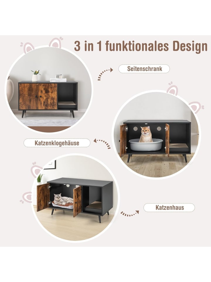 COSTWAY Katzenschrank 2 in 1 in Braun günstig kaufen onesize