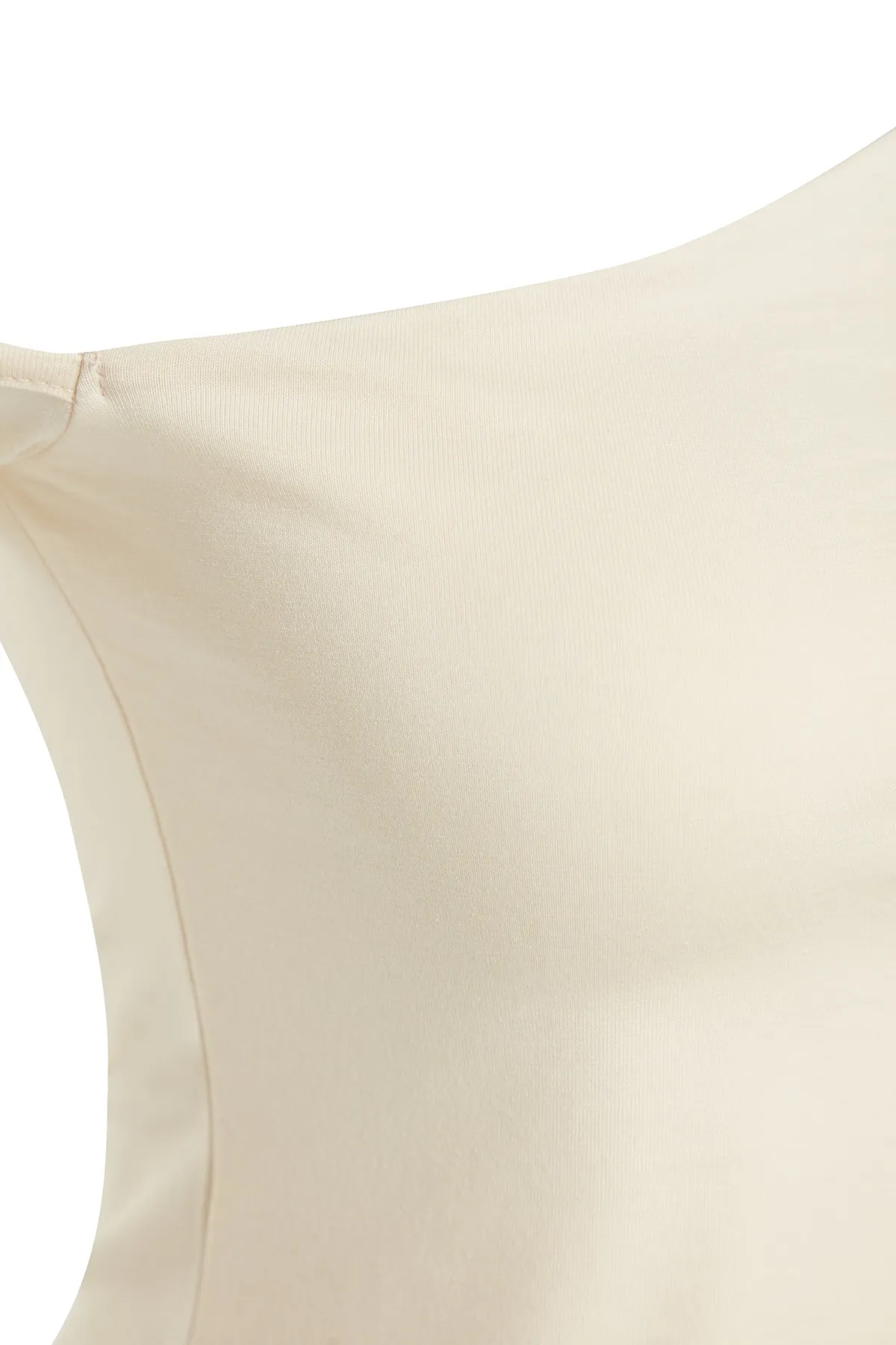 Trendyol Collection  Eng anliegende, kurz geschnittene Strickbluse aus Baumwollstretch mit One-Shoulder-Träger in Stone TWOAW24BZ00099