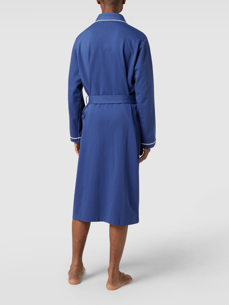 Morgenmantel mit Label-Stitching in marineblau