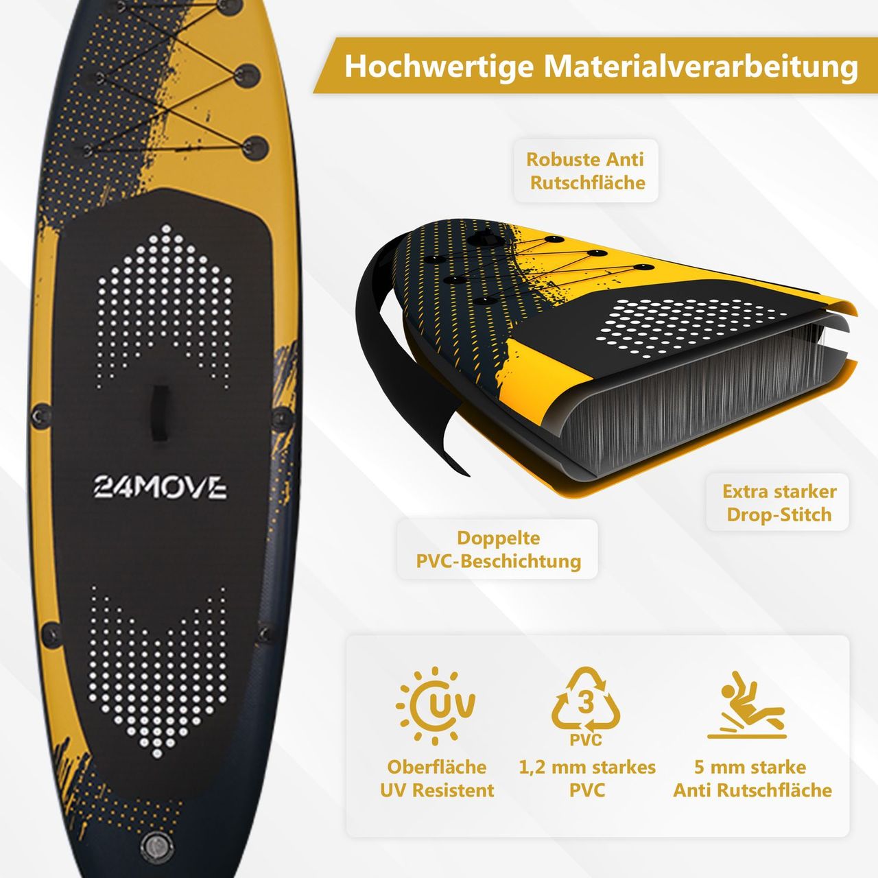 TroniTechnik 24MOVE® Standup Paddle Board SUP, inkl. Zubehör, Paddel Hochdruckpumpe,SPECIAL FORCE,366x80x15cm