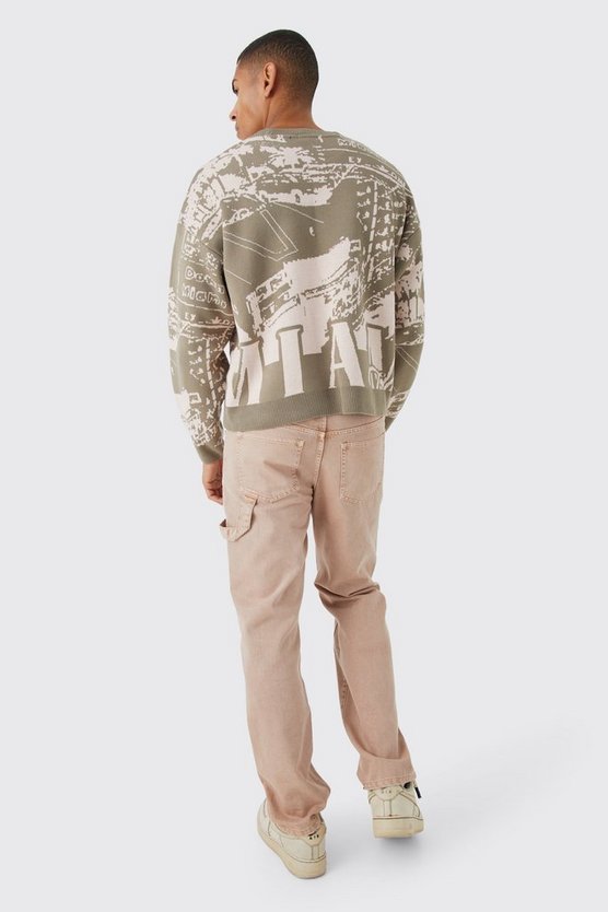 Kastiger Oversize Pullover mit Print