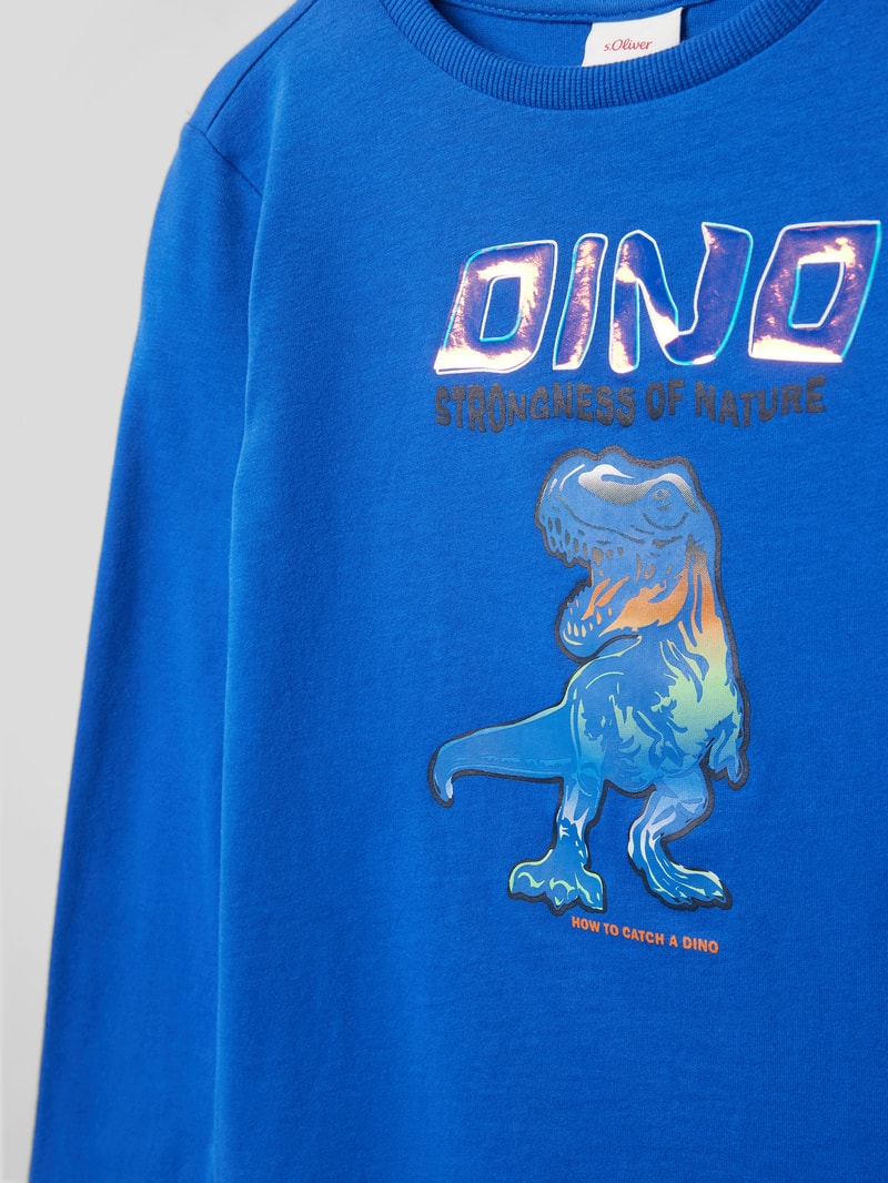 Longsleeve mit Motiv-Print Modell 'Back to School' in royalblau