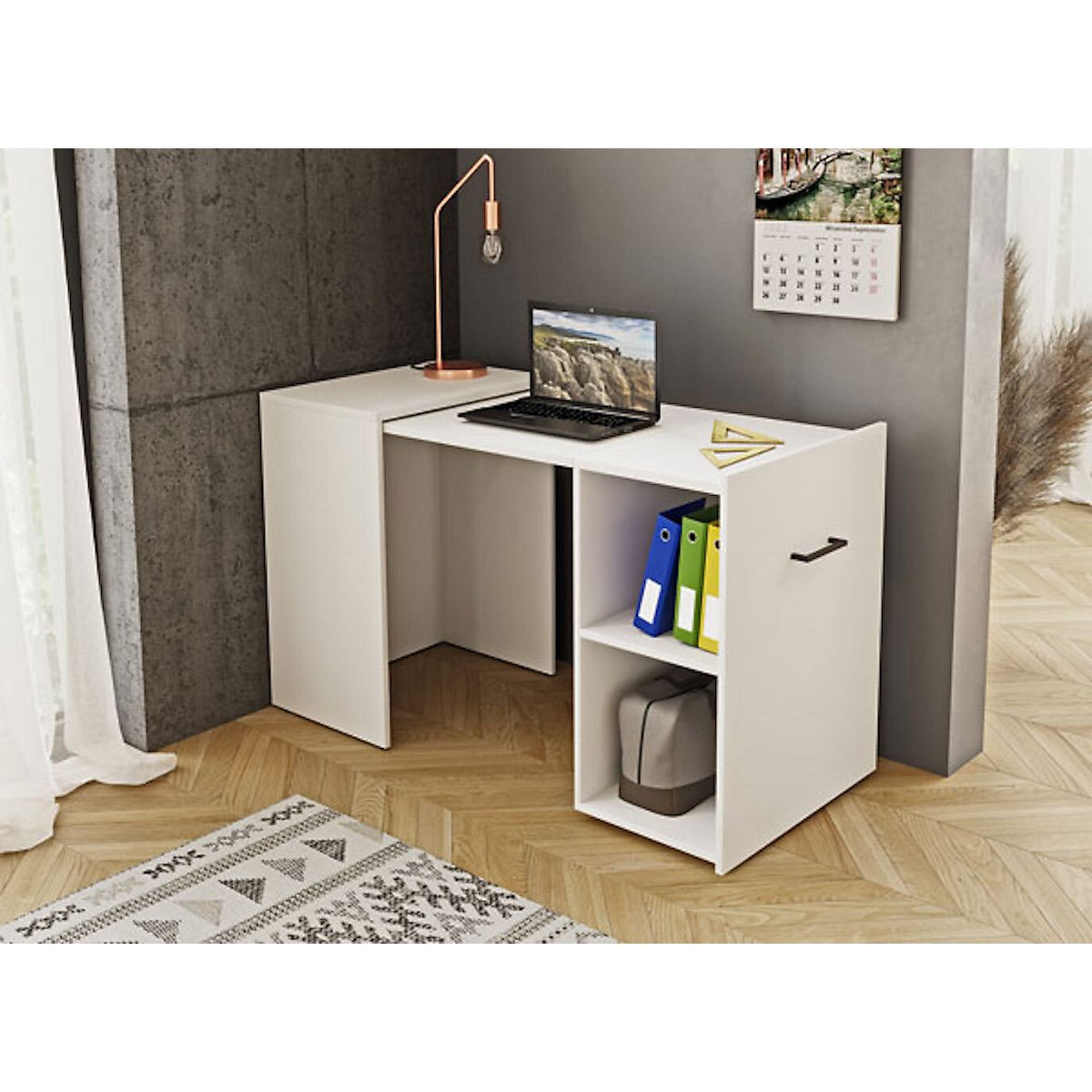 ausziehbarer Schreibtisch Computertisch Surat 41,5-131,5x60x75cm
