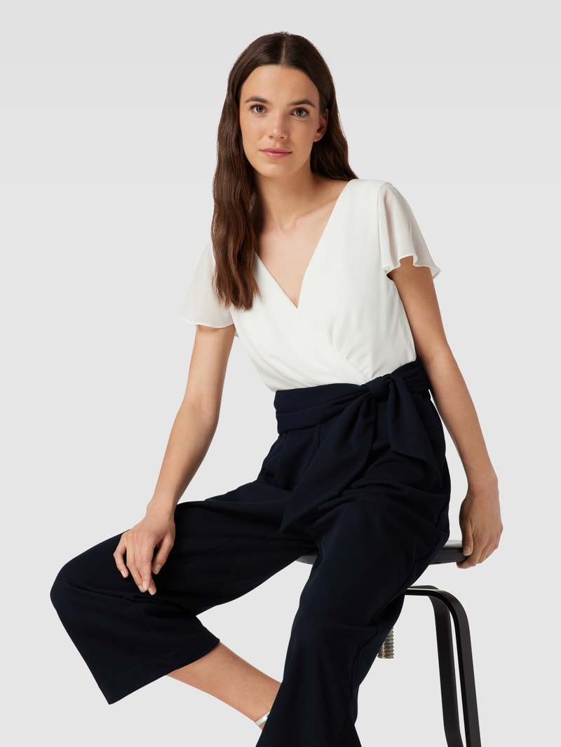 Jumpsuit mit Knoten-Detail in marineblau meliert