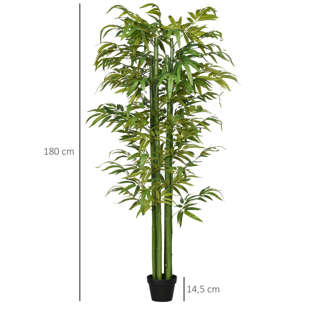 HOMCOM Künstliche Pflanze, 180 cm Kunstpflanze, Künstlicher Bambusbaum, Grün