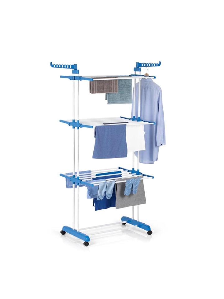 EASYmaxx EASYmaxx Wäscheständer 3 Etagen mit Rollen - 63x76x173 cm - weiß/blau günstig kaufen onesize