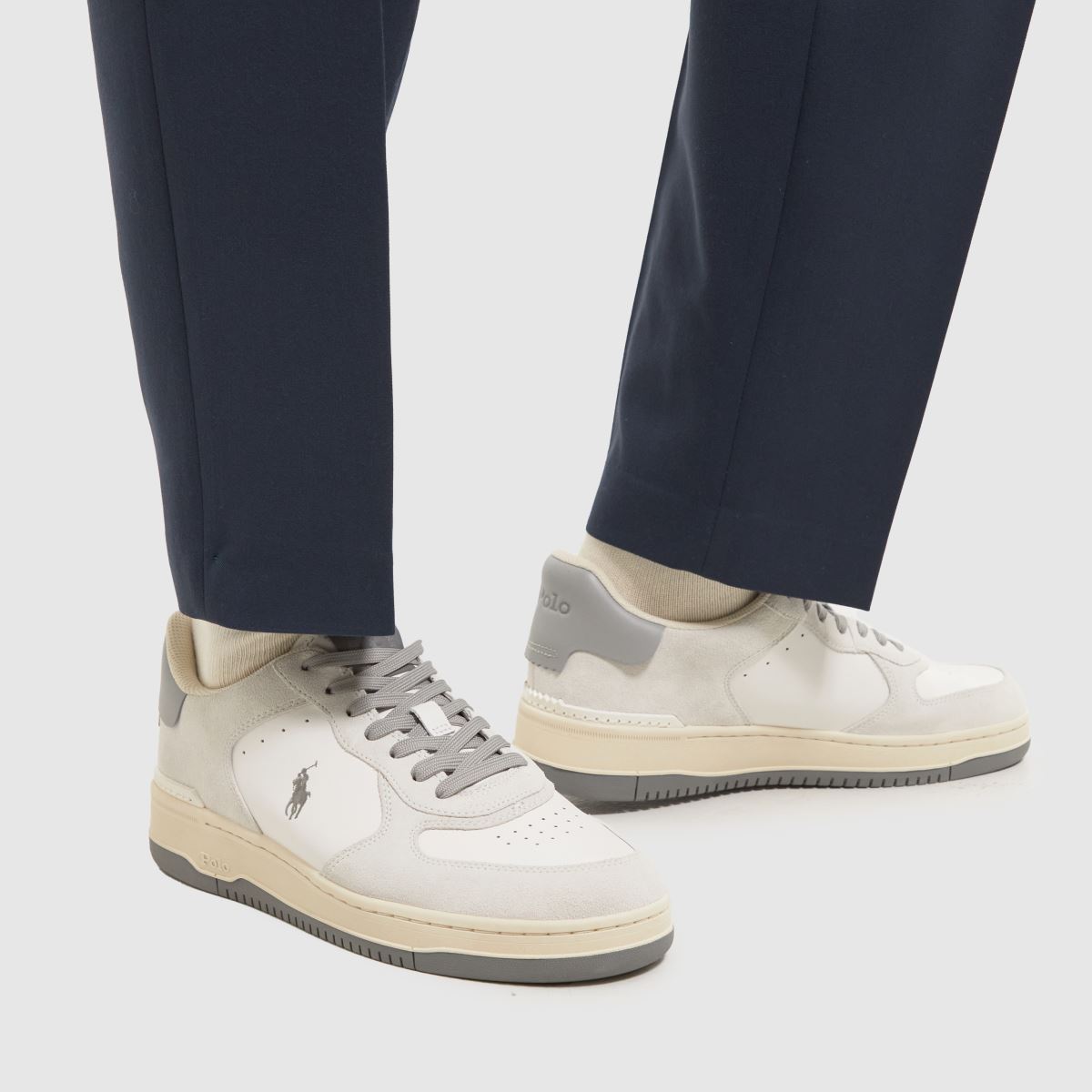 Polo Ralph Lauren – Masters Court – Vita och grå sneakers