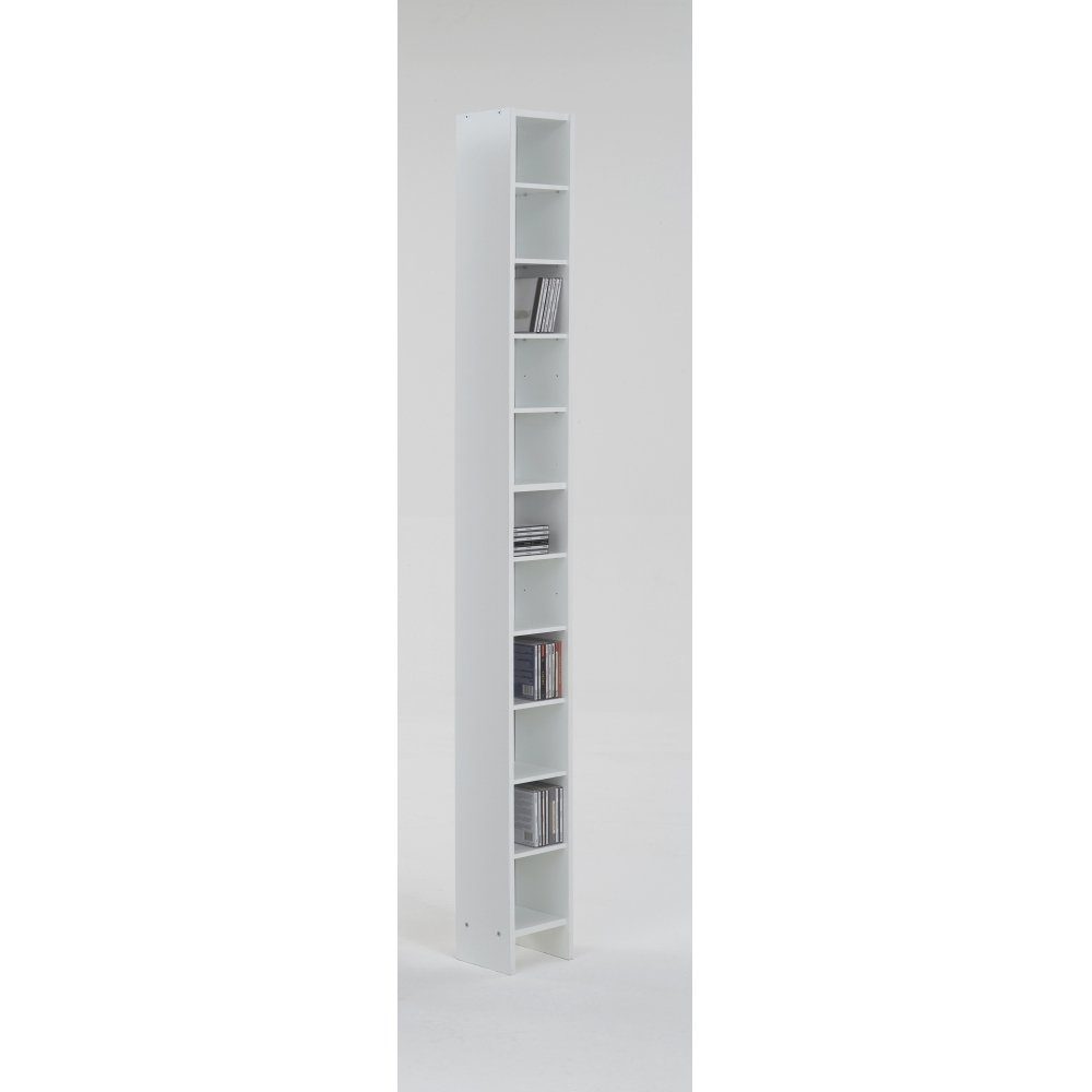 FMD Möbel CD-Regal Regal Bücherregal Stauraumregal ca. 185 cm Hallo II Weiss CD / DVD