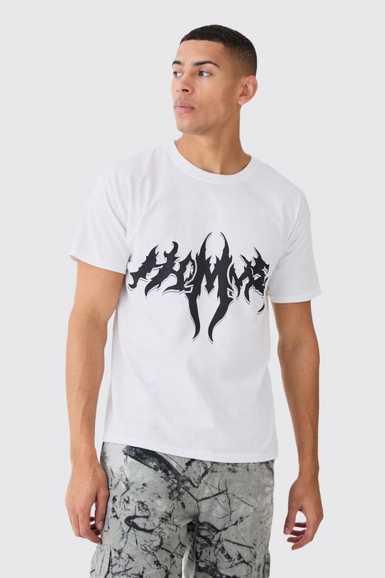 Oversize T-Shirt mit Gothic Homme Print