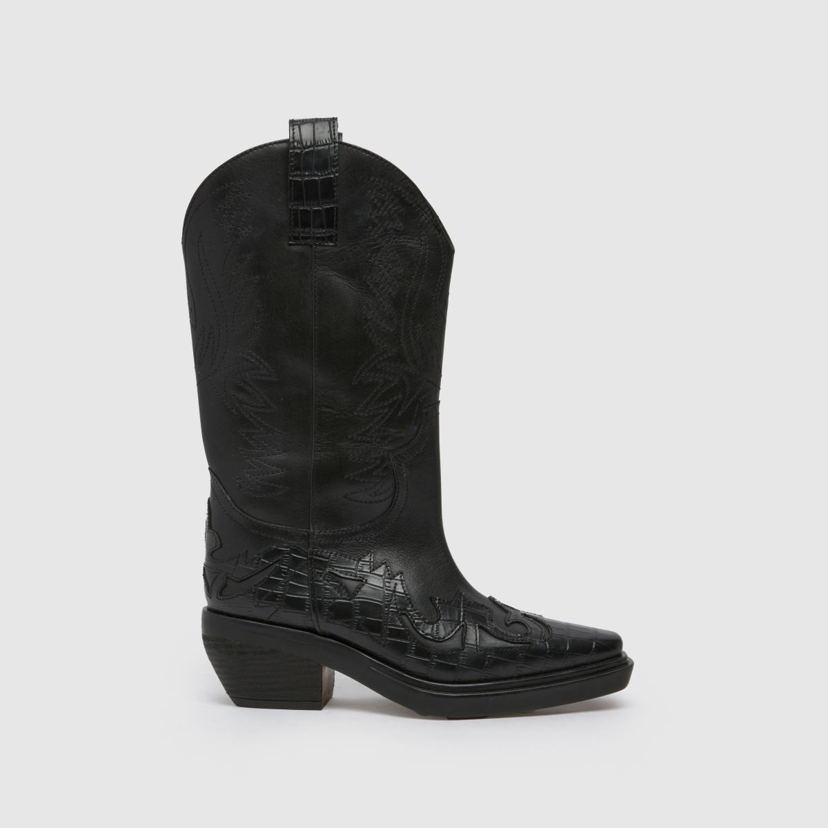 Schuh Dora bőr western térdig érő csizma fekete színben