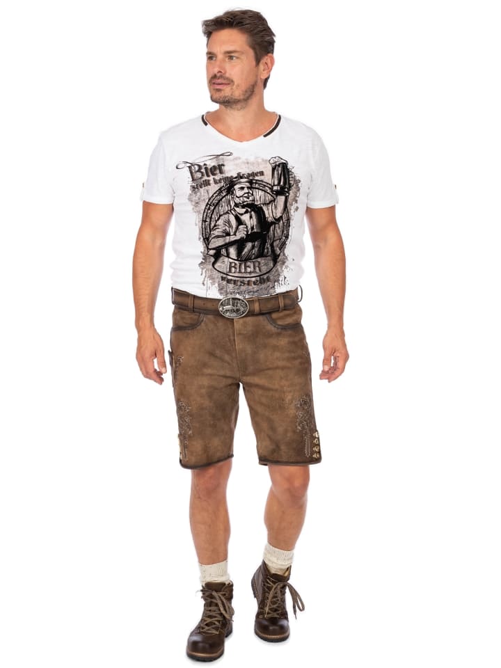 Gwandler Lederhose JONAS-gespeckt in dunkelbraun günstig kaufen
