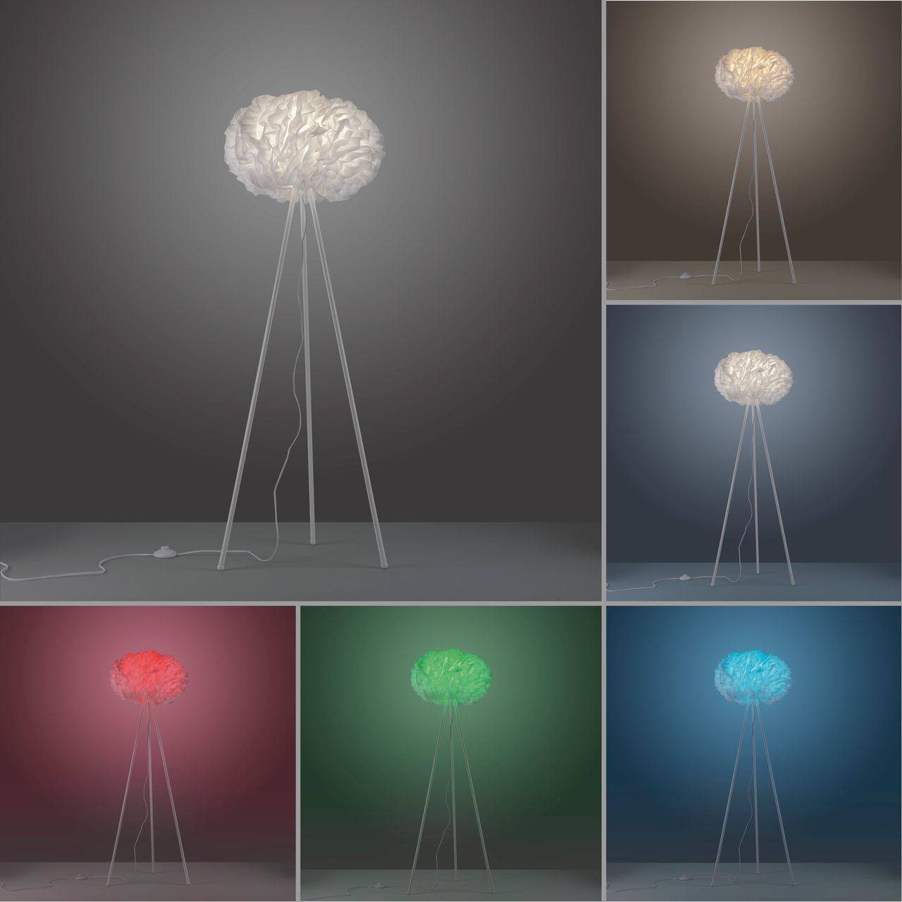 JUST LIGHT Stehleuchte mit MIKA Leuchtmittel 1xE27/10Watt, dimmbar, RGB, CCT, IP20, Weiss