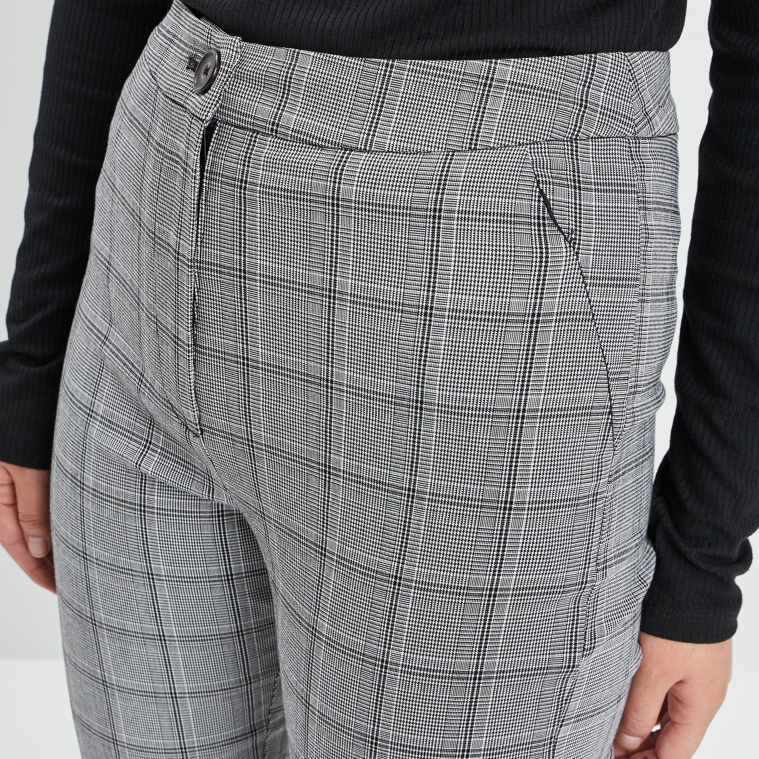 Pantalon droit taille haute gris femme | La Halle