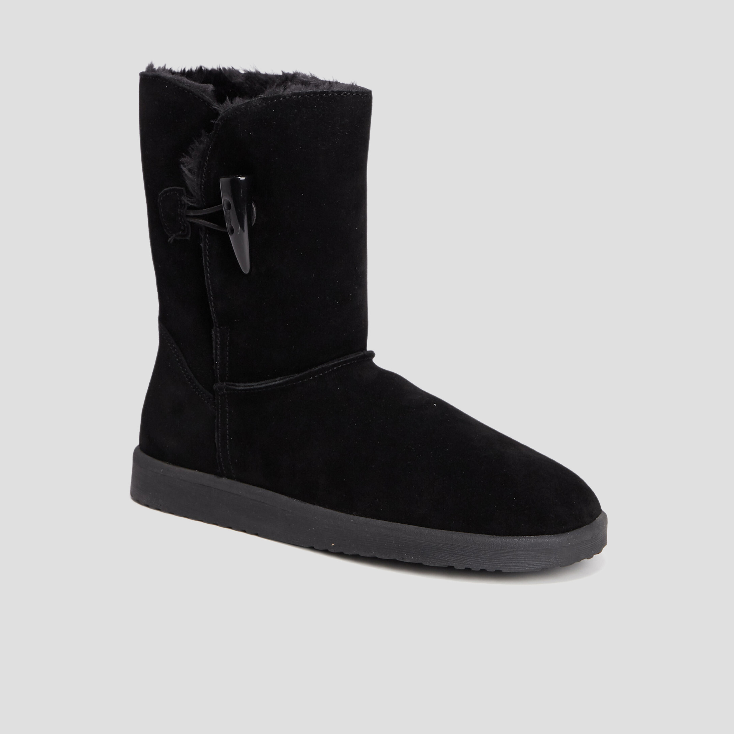 Bottines en cuir fourrées noir femme | La Halle