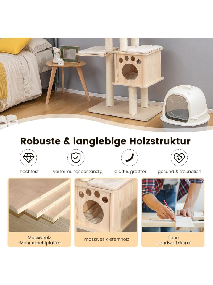 COSTWAY 6-stöckiger Kratzbaum 170cm in Beige günstig kaufen onesize