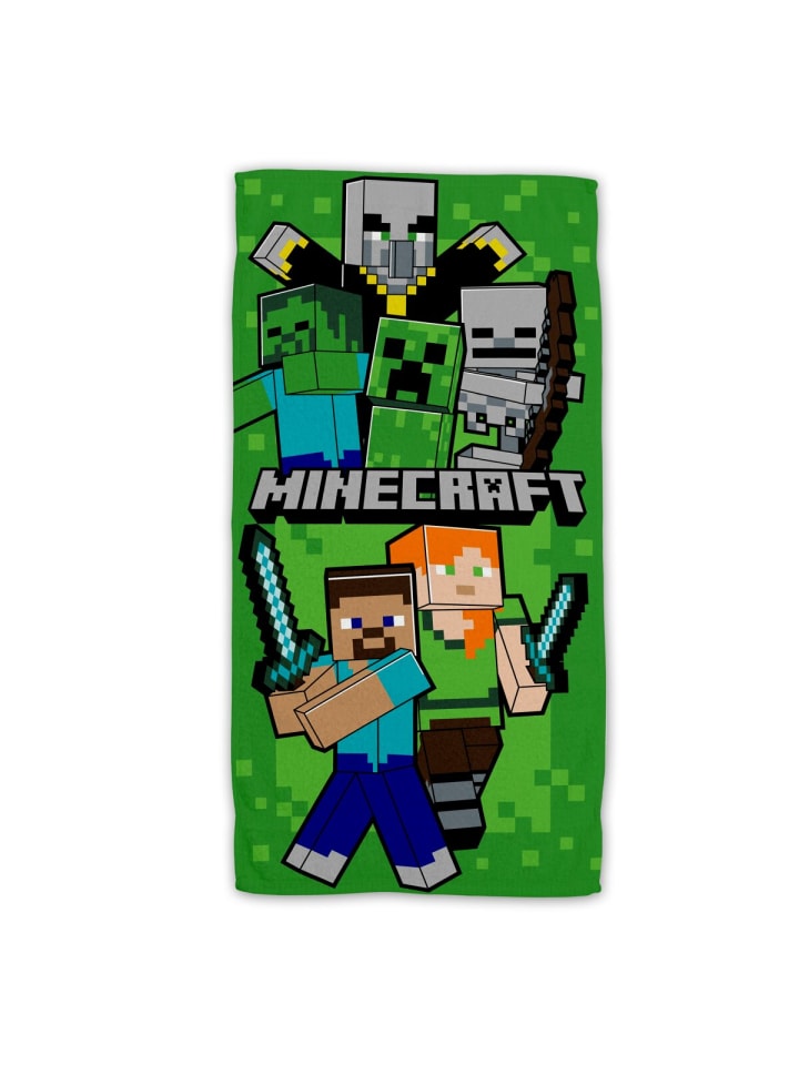 Minecraft Minecraft Baumwolle Strandtuch Frottee Badetuch  Premium Druck, in Mehrfarbig günstig kaufen 70 x 140 cm