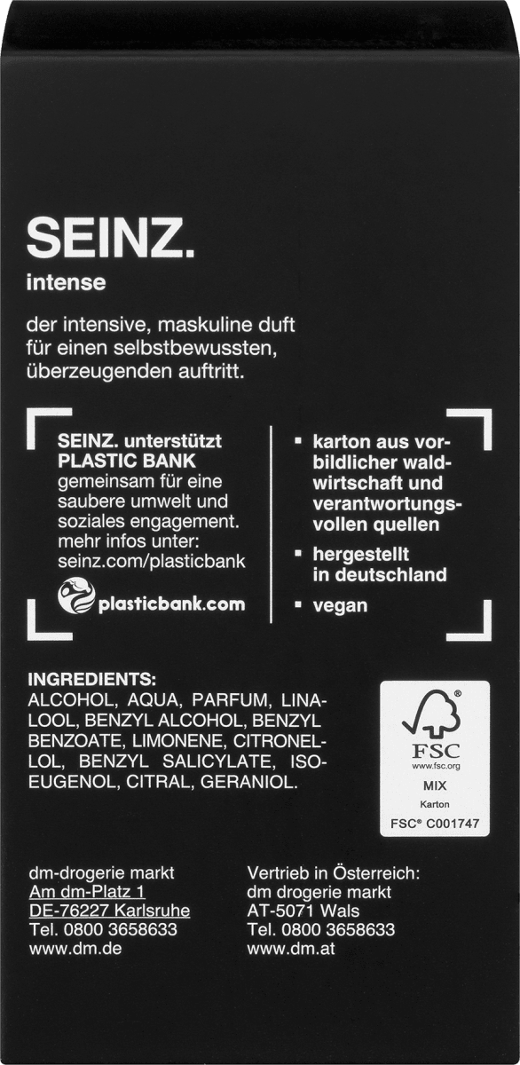 SEINZ Intense Eau de Toilette, 60 ml