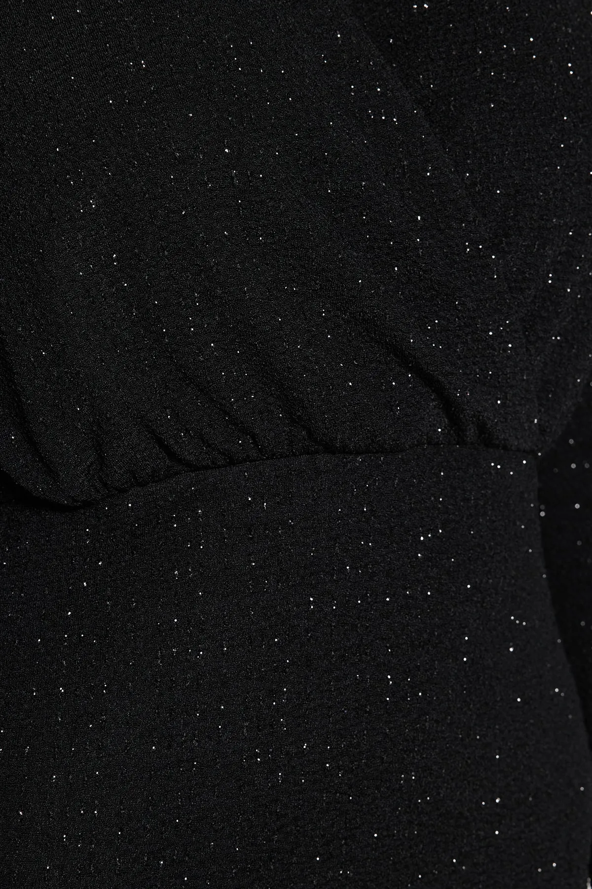 Trendyol Collection  Schwarzes, zweireihiges, gestricktes, glitzerndes, elegantes Abendkleid TPRAW24EL00080