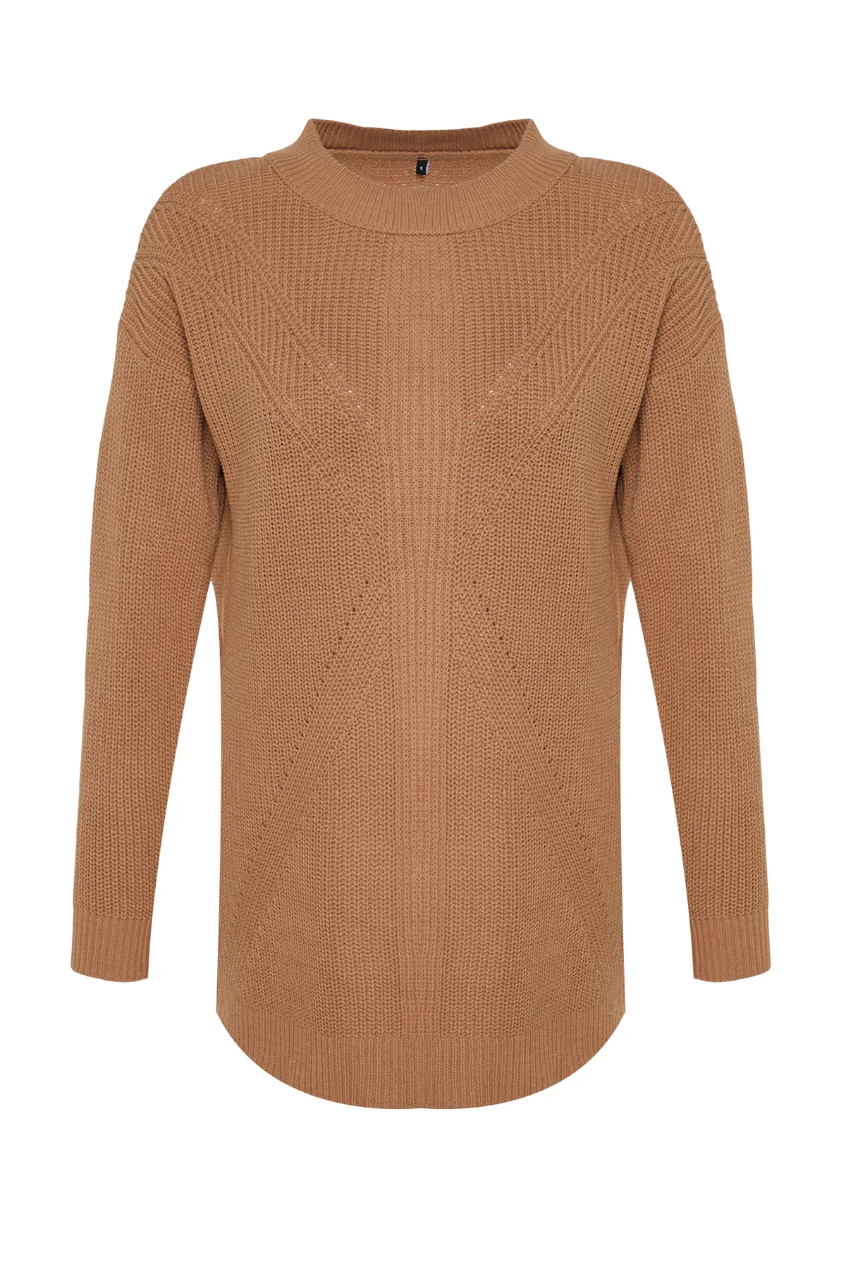 Trendyol Modest  Kamelfarbener Strickpullover mit Rundhalsausschnitt TCTAW24AK00023