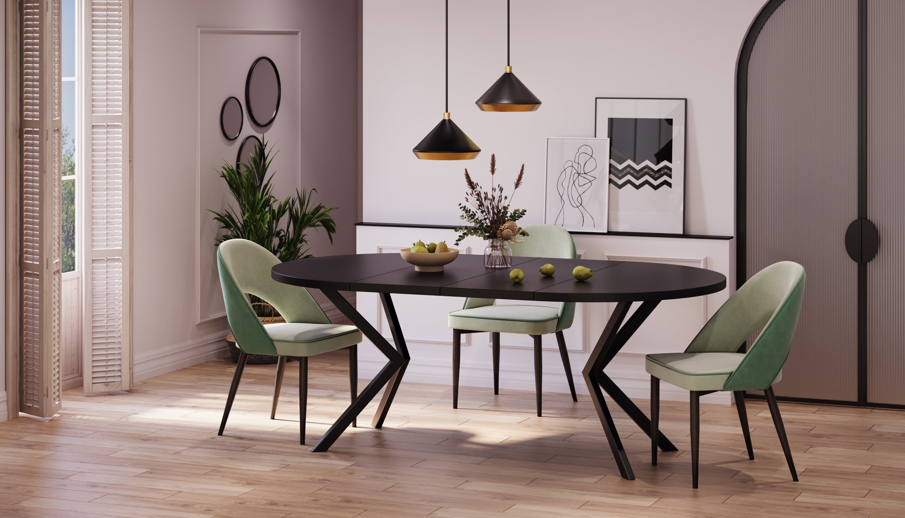 Polini Home Esstisch Esstisch ausziehbar BAARN 100/180 schwarz, hitzebeständig, stoß- und kratzfest, laminierte Tischplatte, extra