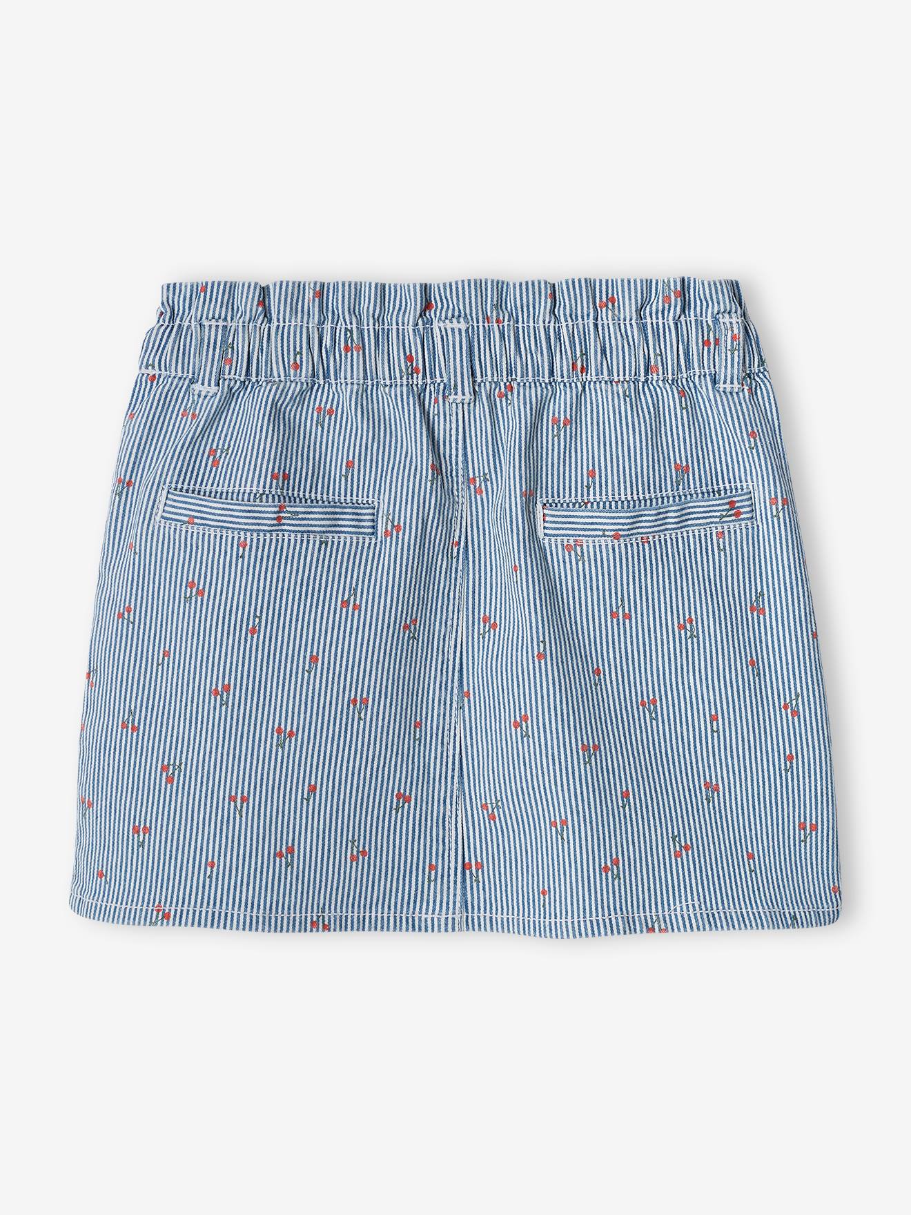 Jupe rayée fille rayé bleu