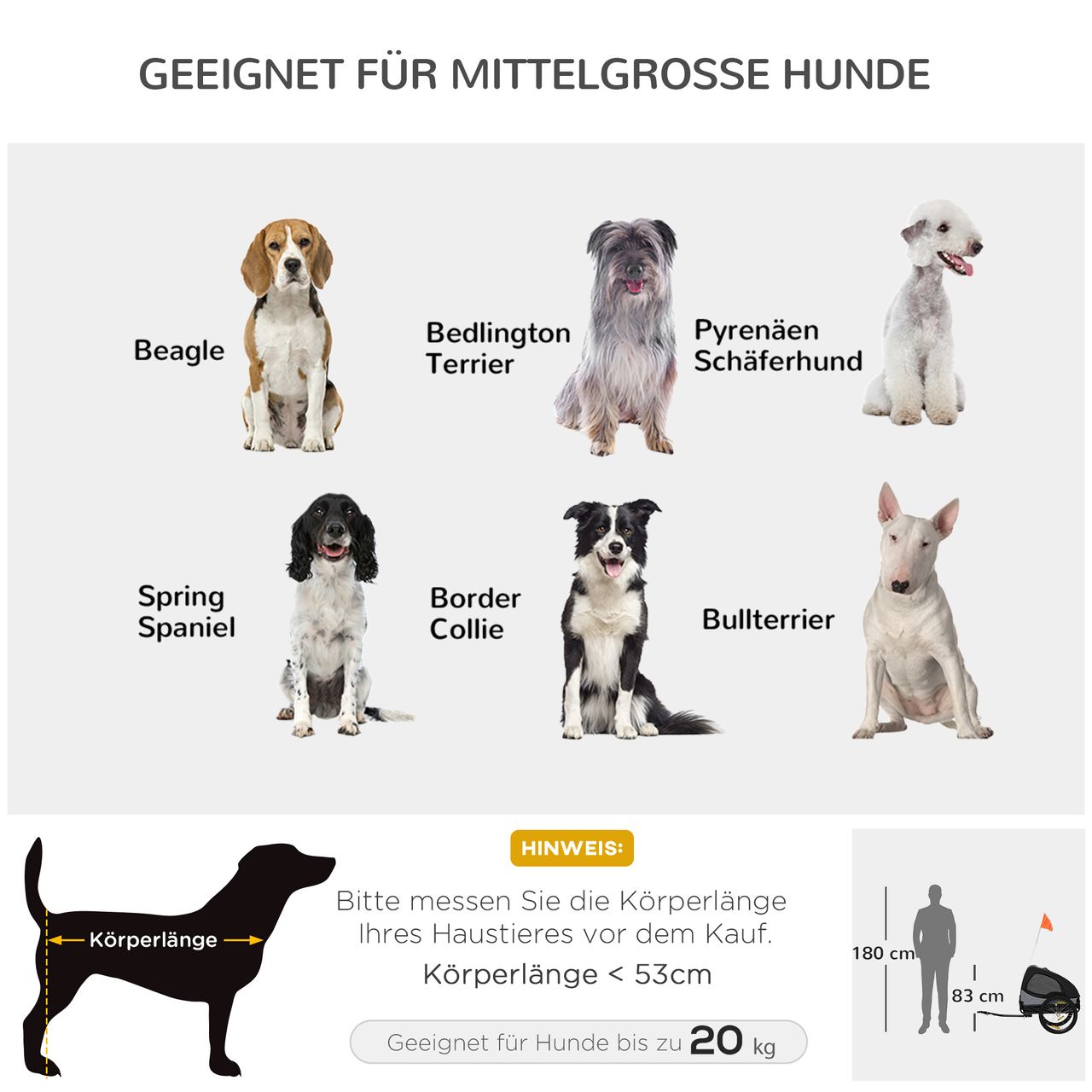PawHut Hundeanhänger, klappbarer Fahrradanhänger, Anhänger für Hunde, Schwarz