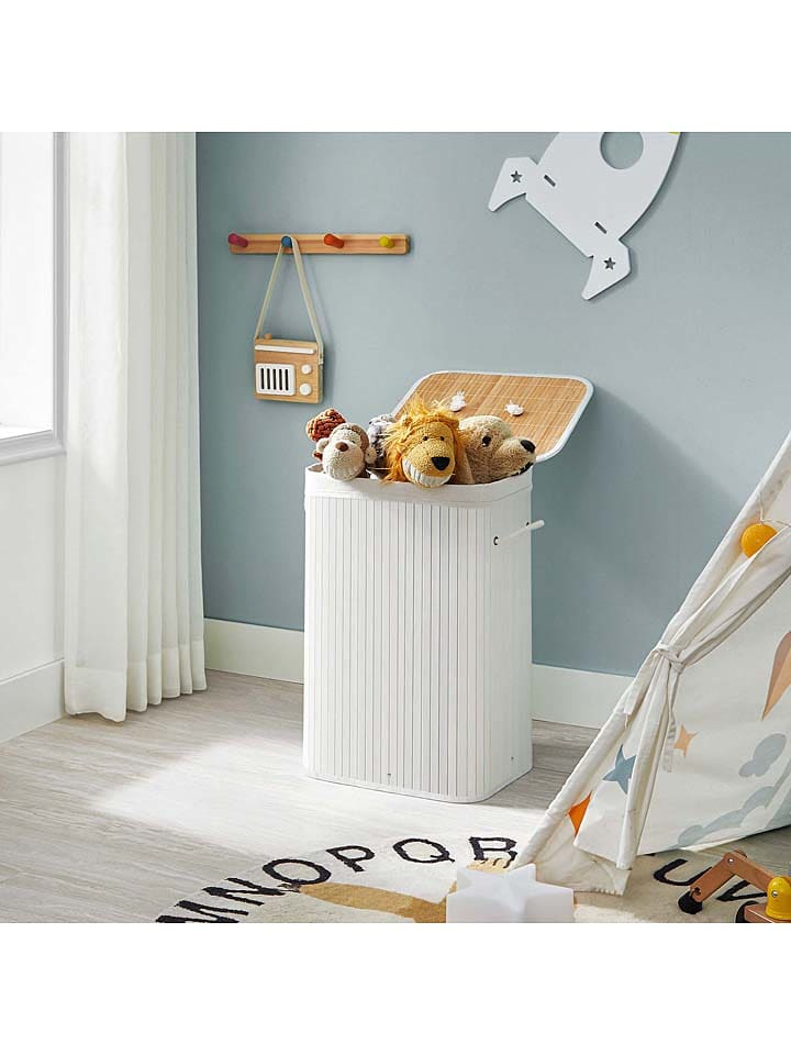 Songmics Wäschekorb in Weiß/ Hellbraun - (B)40 x (H)60 x (T)30 cm günstig kaufen onesize