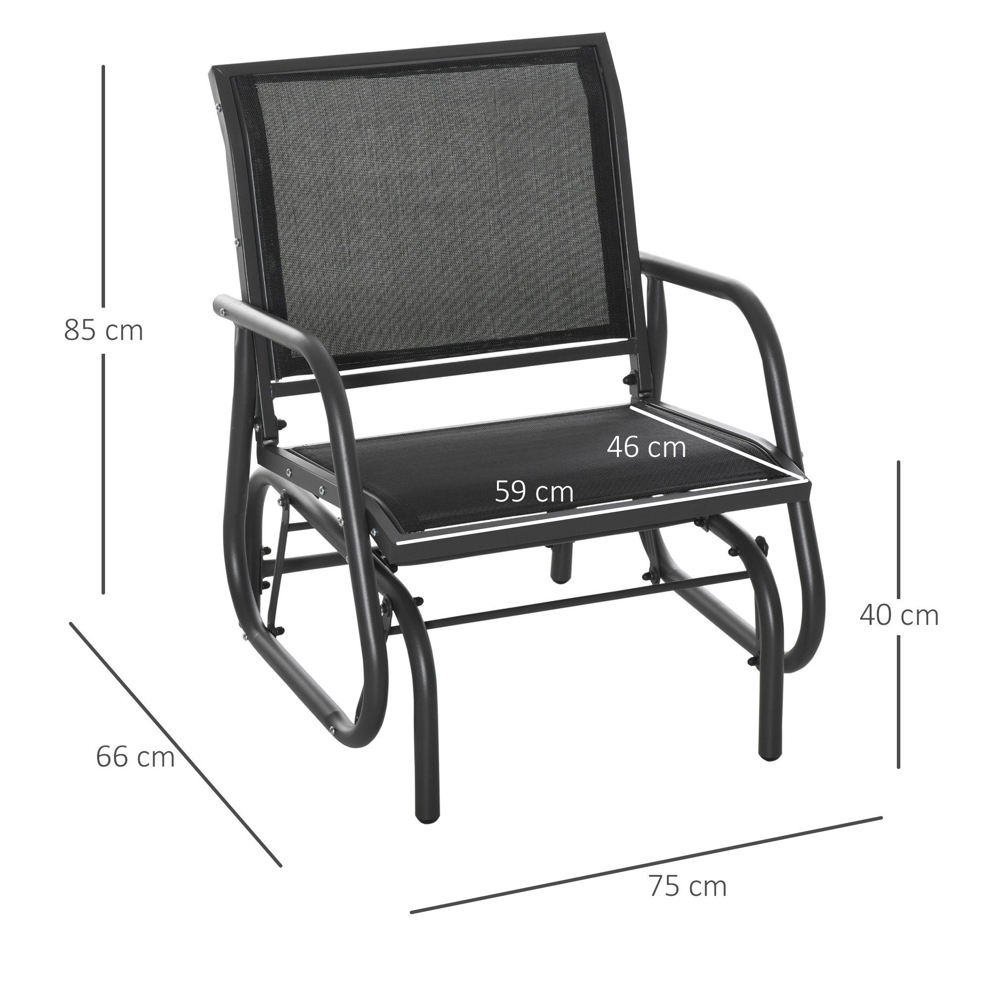 Outsunny Schaukelstuhl Gartenstuhl mit Gleitsystem