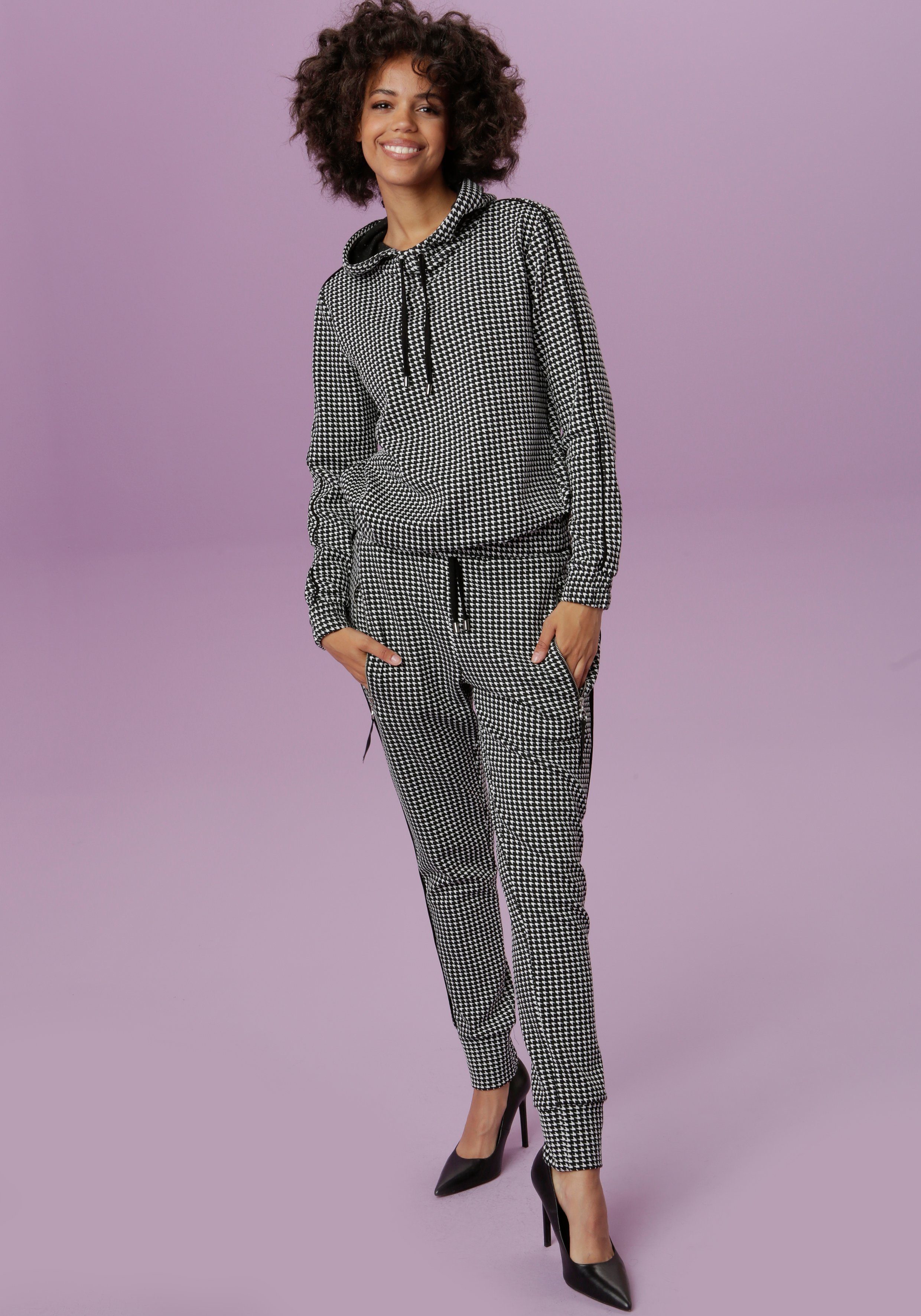 Aniston CASUAL Sweatshirt Kapuze mit Bindeband regulierbar
