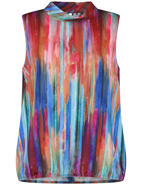 Ärmellose Bluse mit Stehkragen