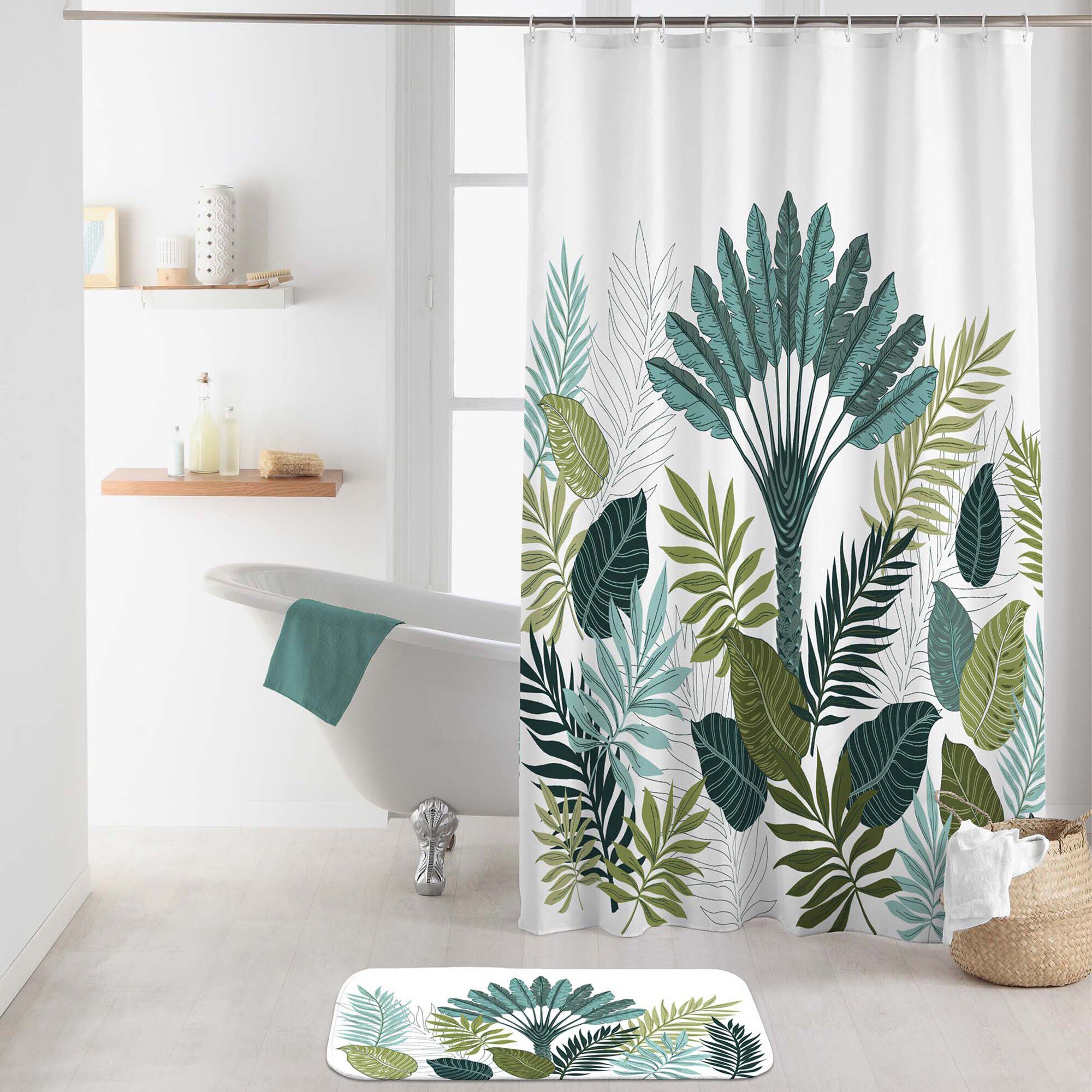 Rideau de douche imprimé tropical