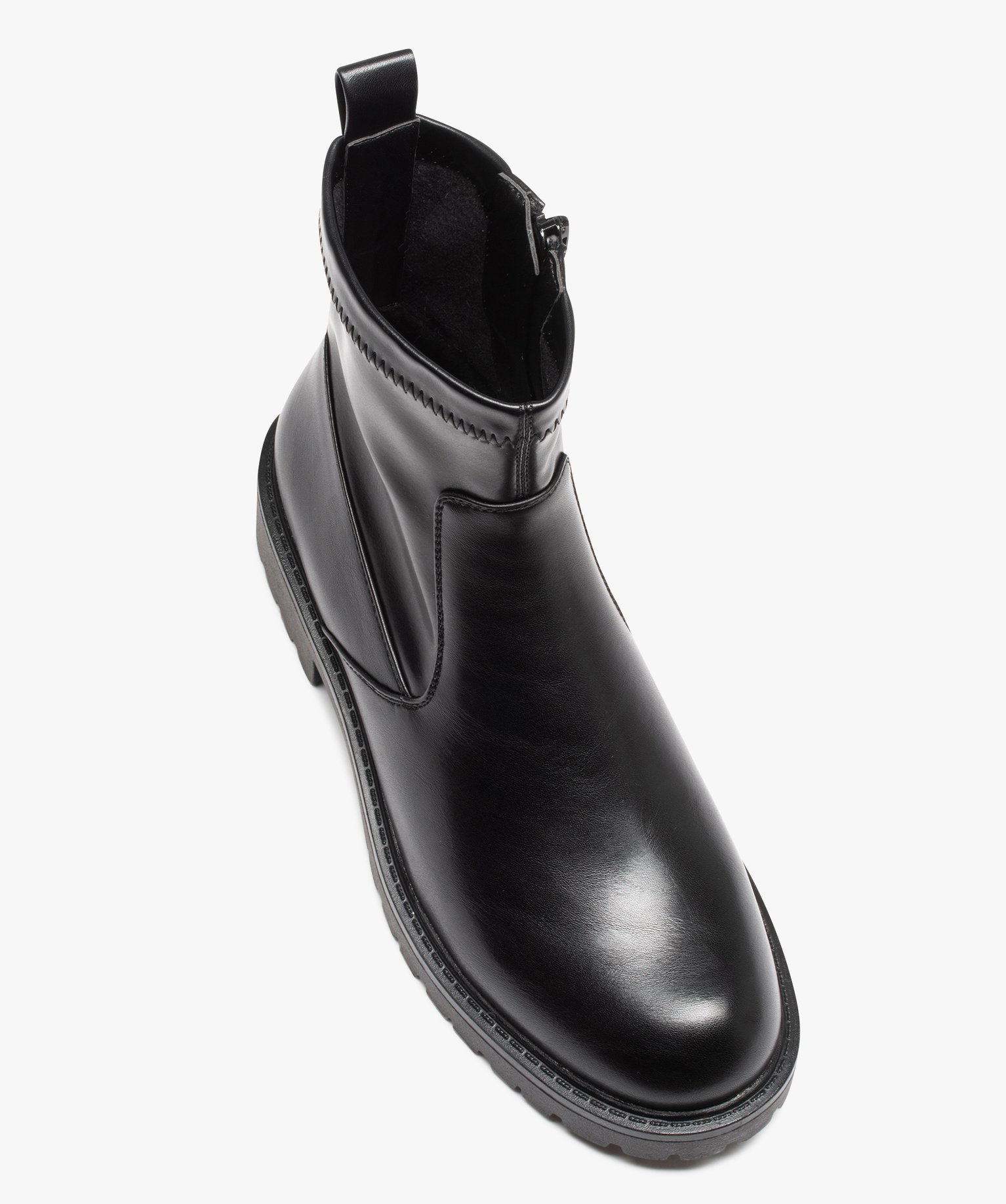 Boots femme unies à col souple et semelle crantée noir | GEMO