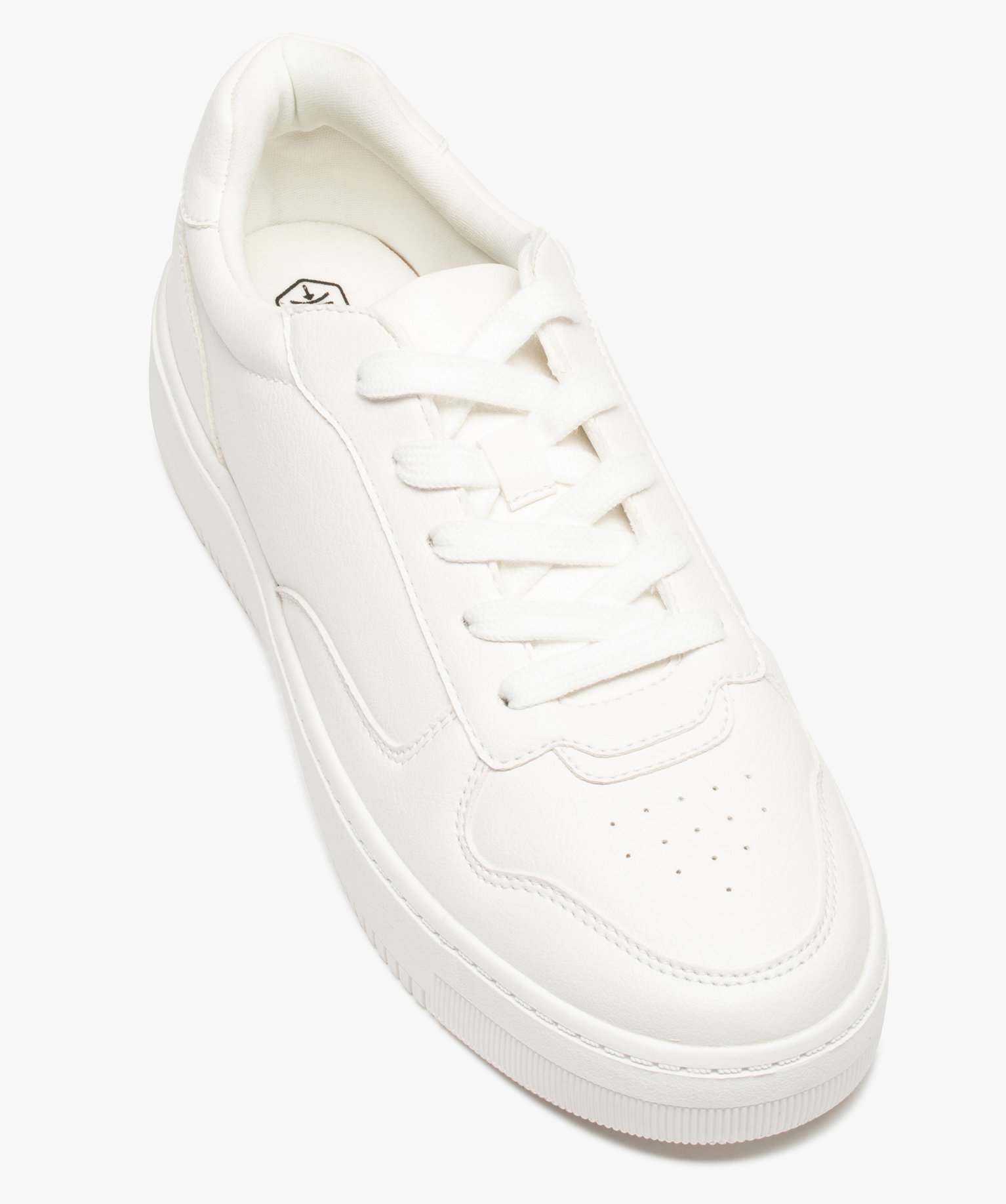 Baskets homme unies à tige basse et à lacets blanc | GEMO